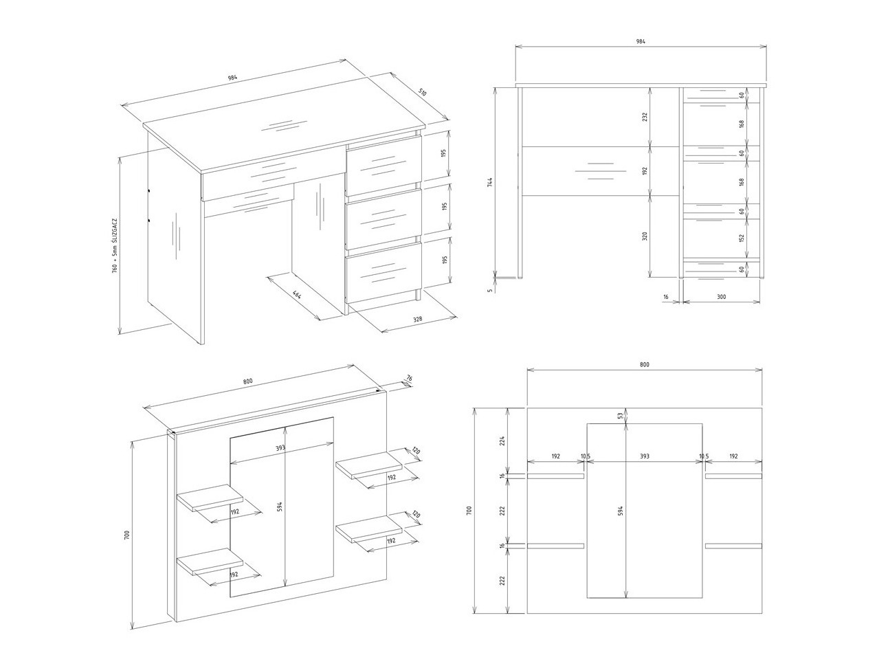 Fésülködő asztal Mandeville 351 (Jobb)