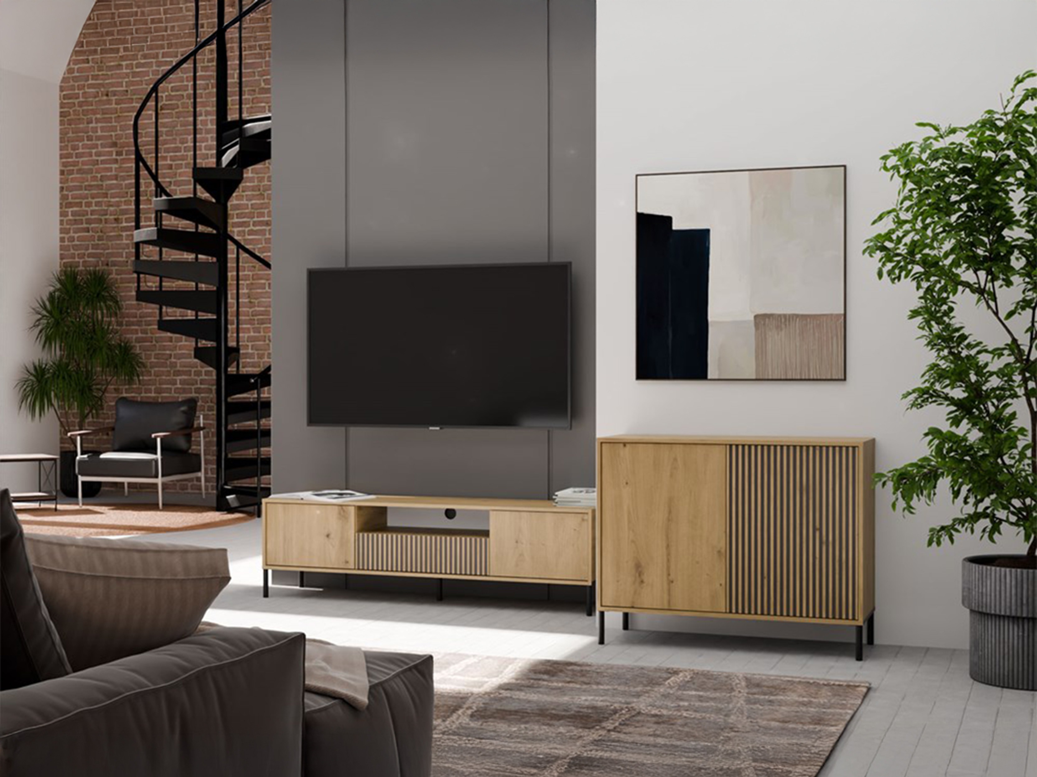 Szekrény Orlsone 109 (Artisan tölgy + Fekete)