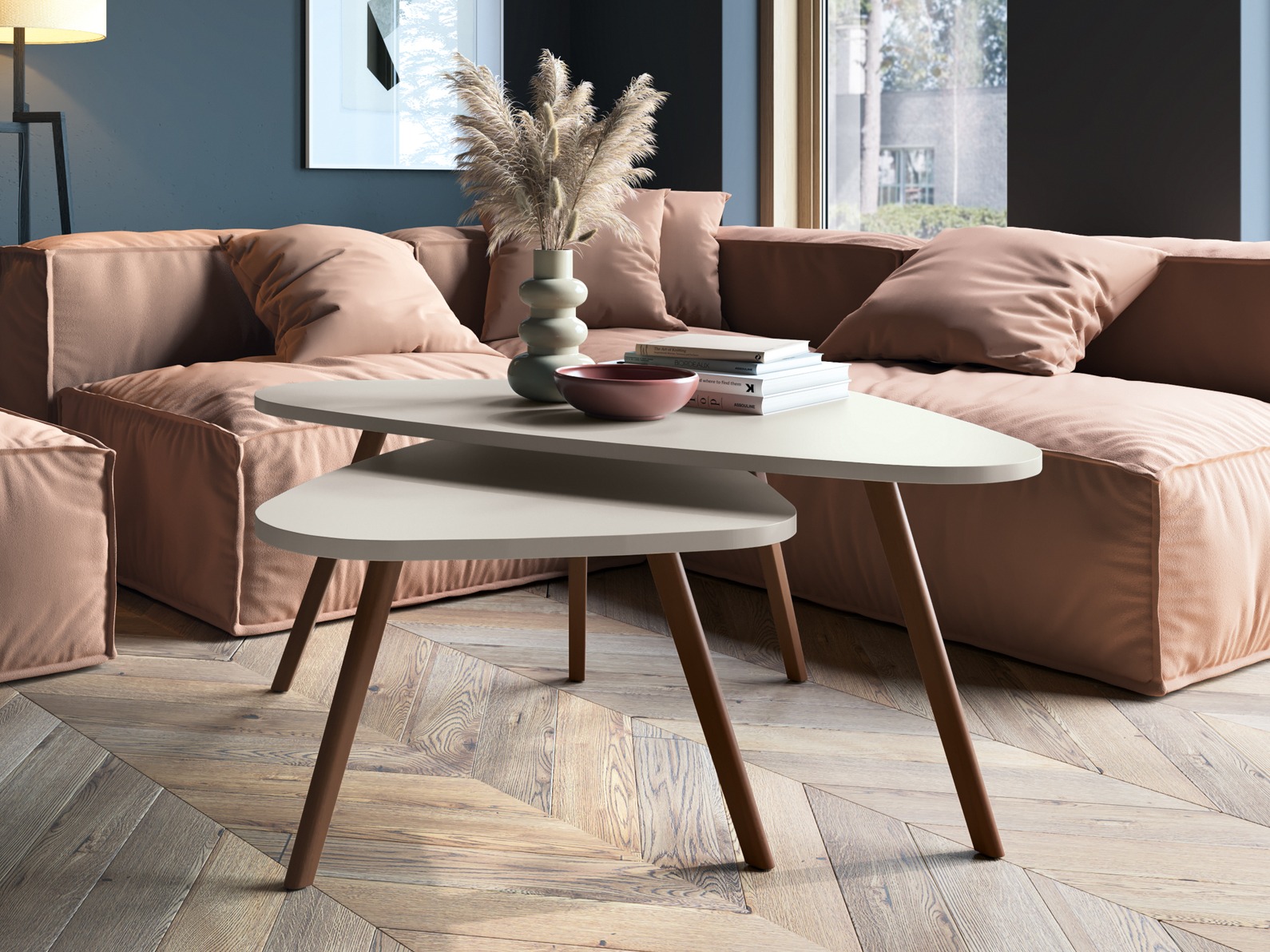 Dohányzóasztal szett Ontario 202 (Fehér + Tölgy)