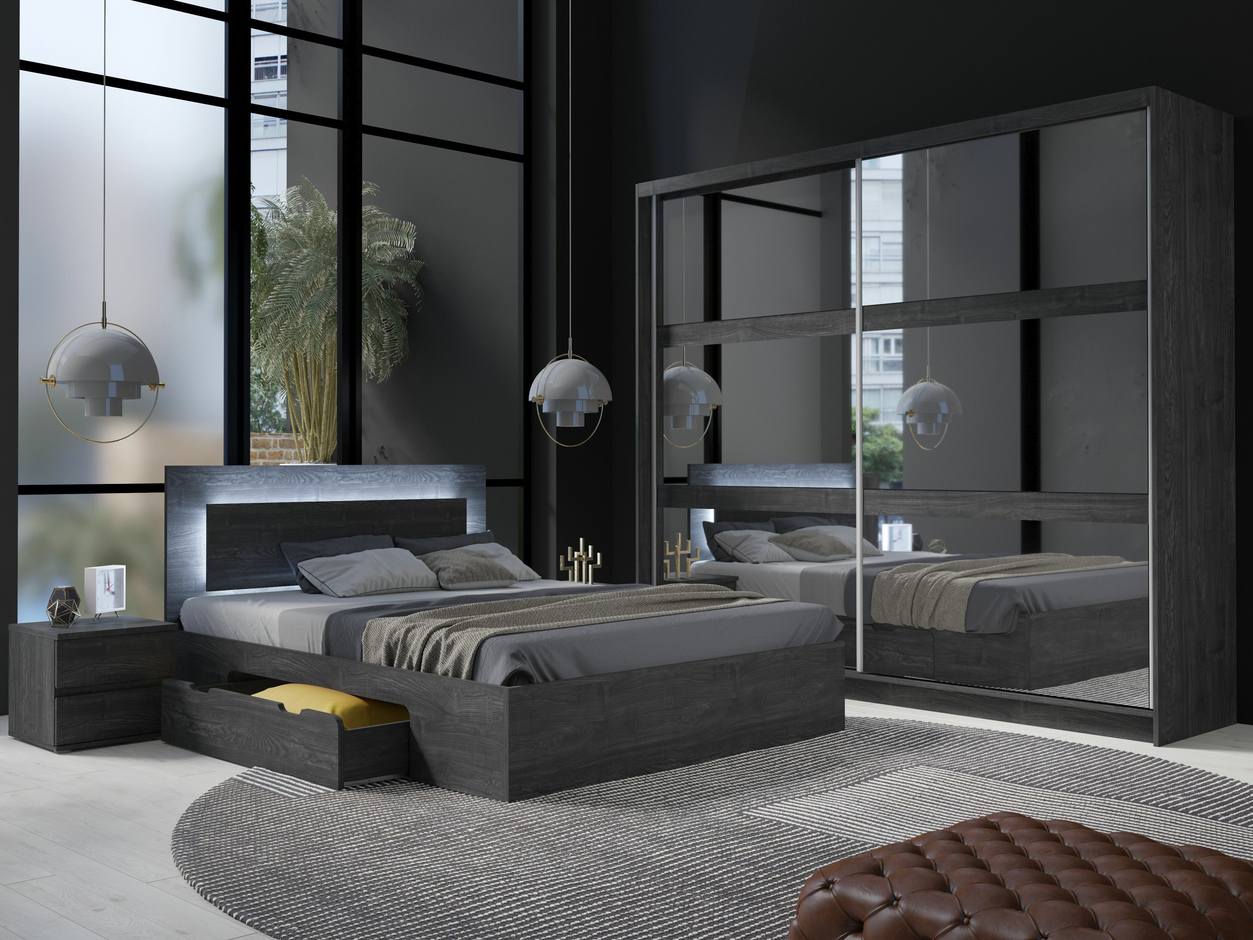 Gardróbszekrény Fivnola 101 (Fekete)