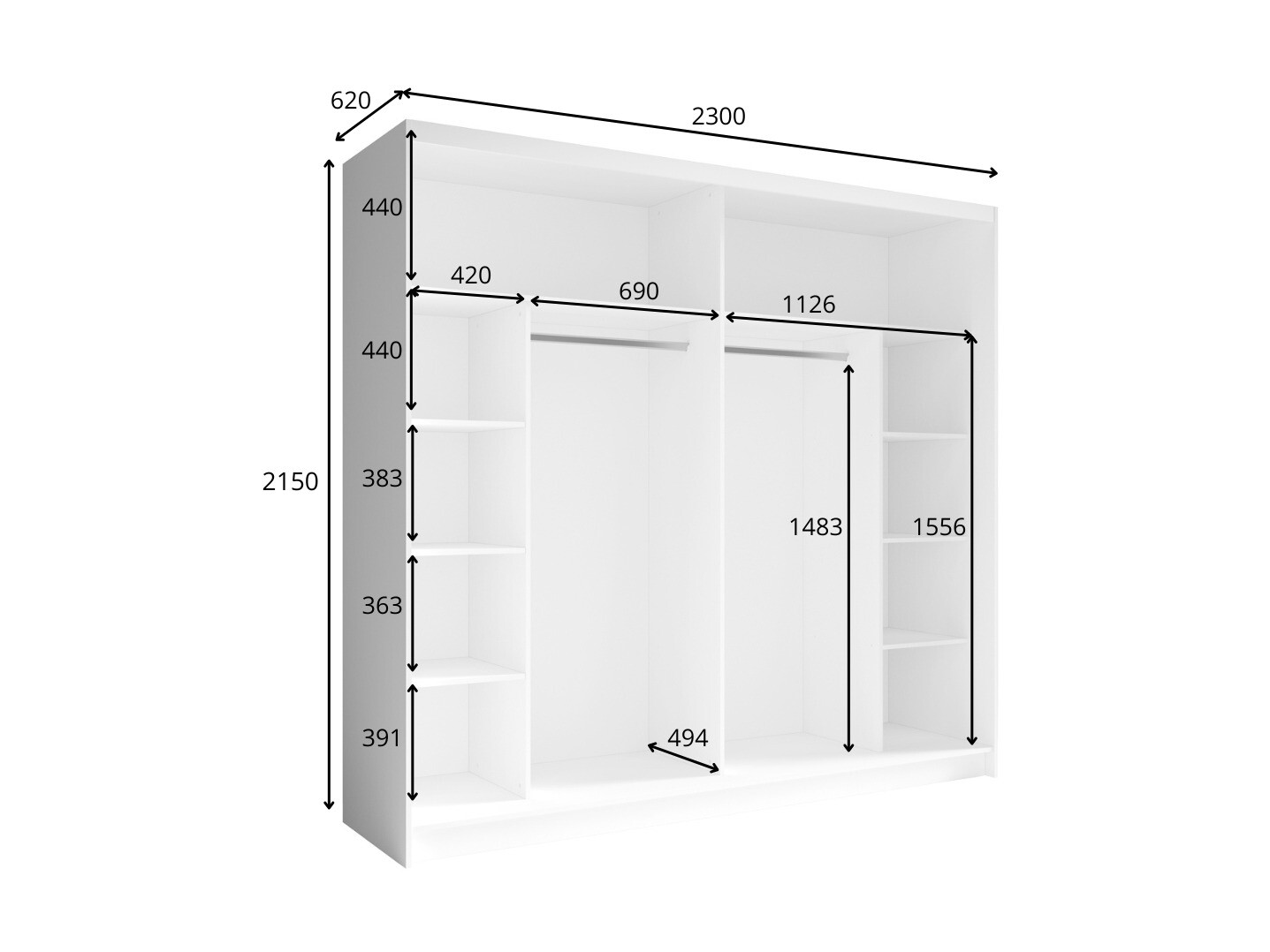 Gardróbszekrény Fivnola 101 (Wellingtoni tölgy)