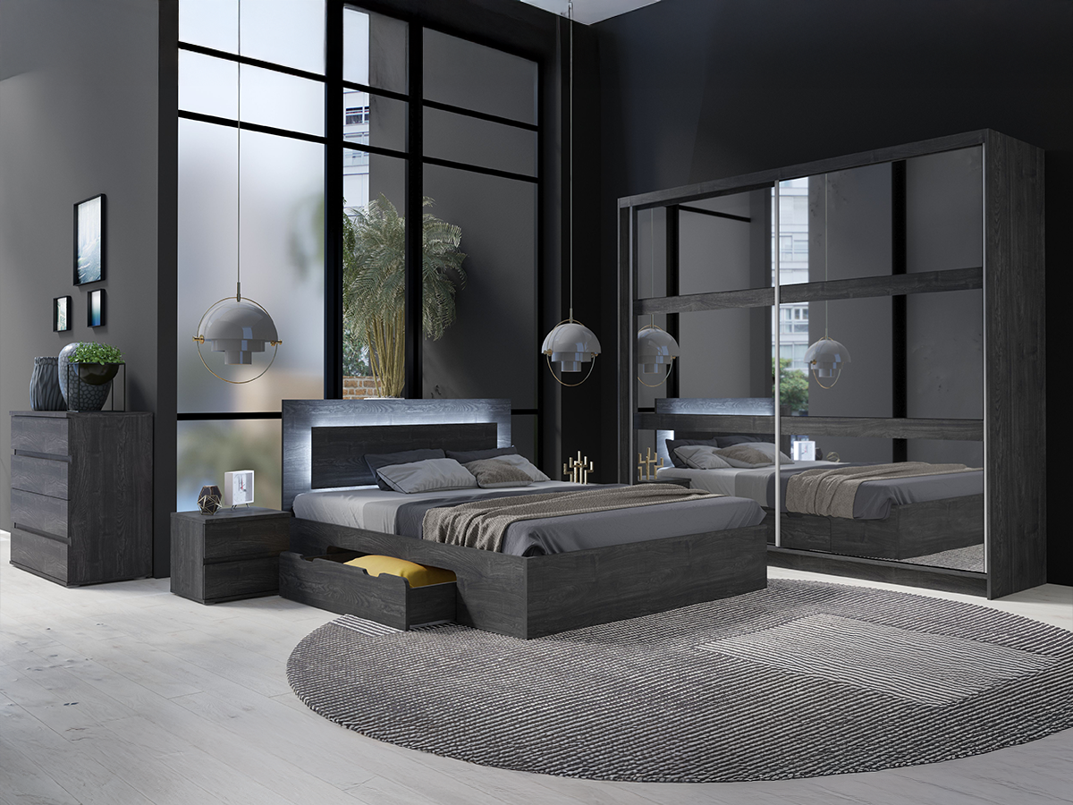 Hálószoba garnitúra Fivnola 104 (Fekete hamu)