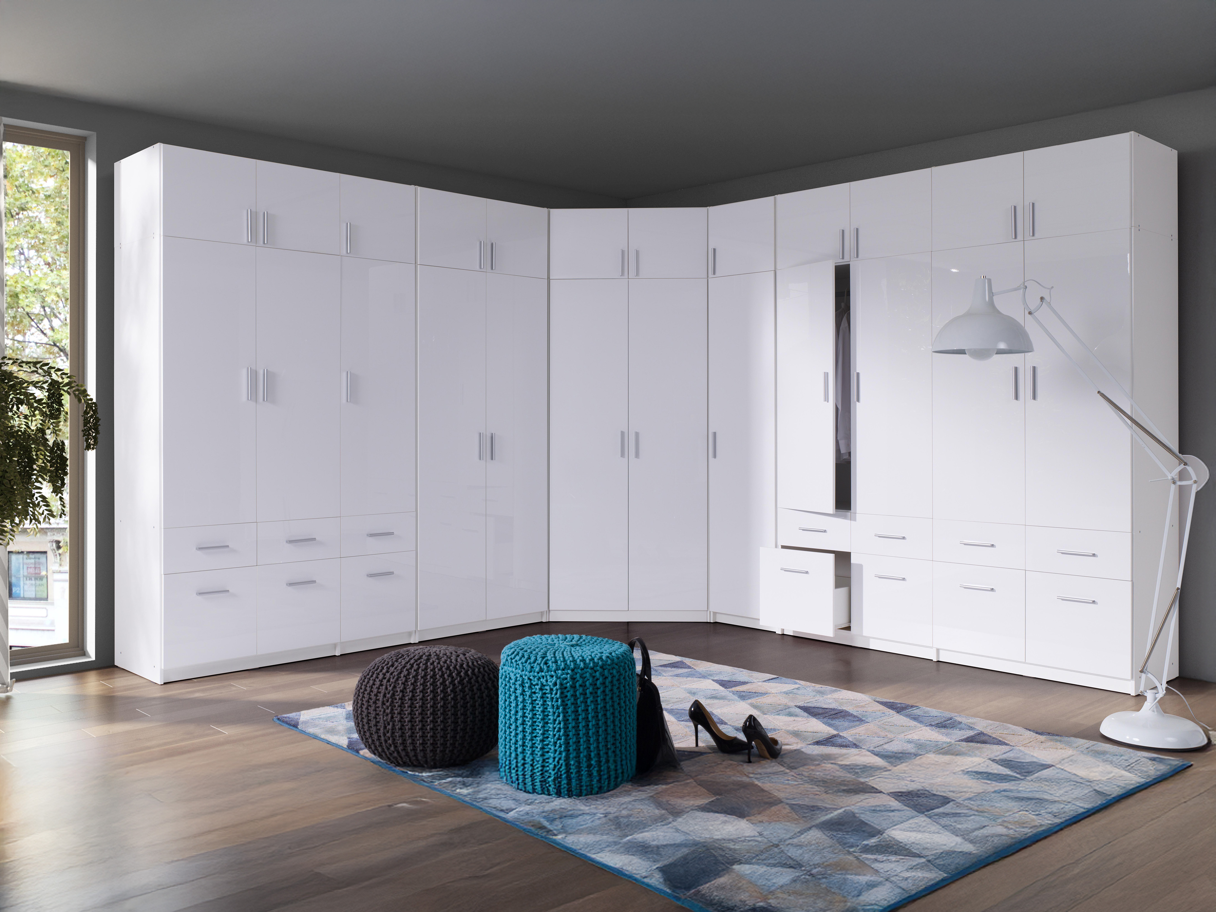 Gardróbszekrény Fioliva 101 (Fehér + Fényes fehér)