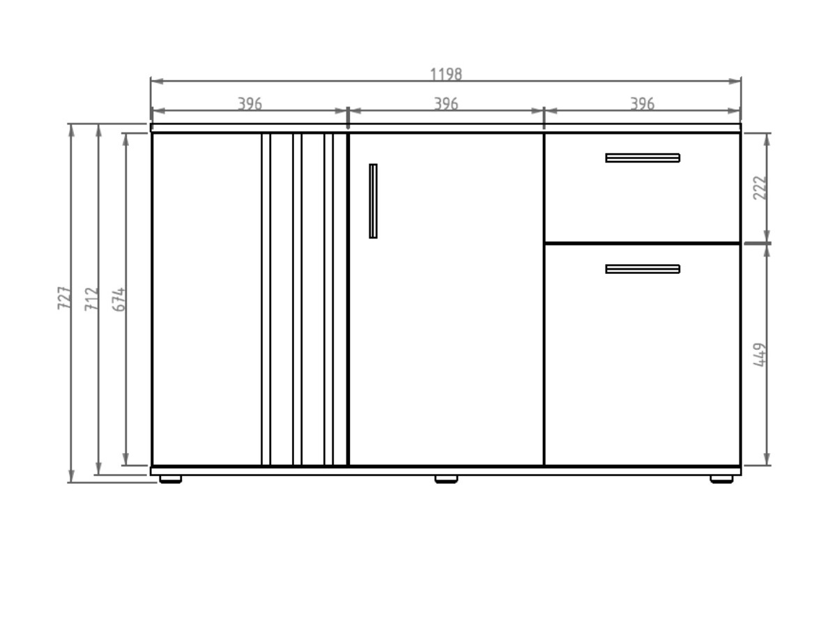 Komód Baytown 159 (Fekete + Artisan tölgy)
