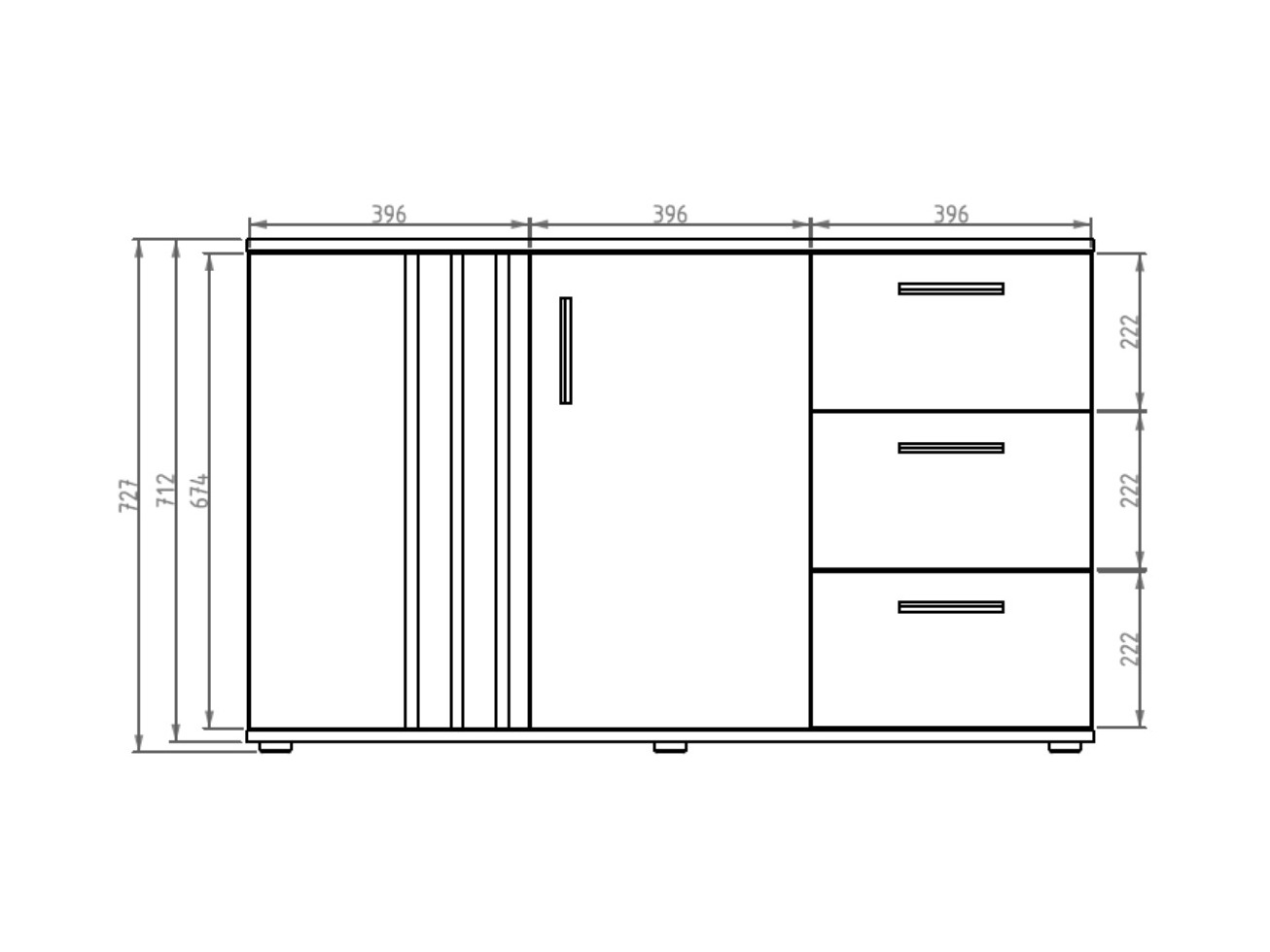 Komód Baytown 160 (Fekete + Artisan tölgy)