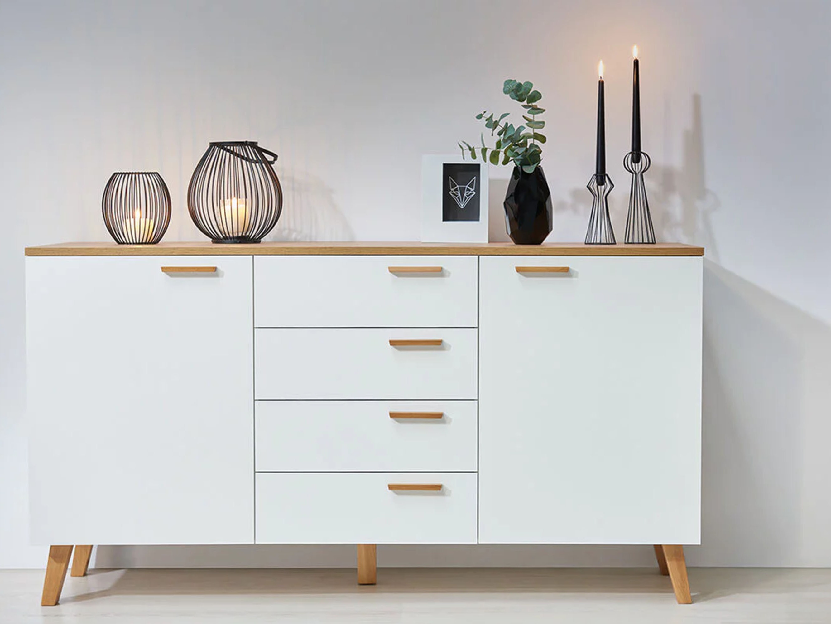 Komód Fivbeli 100 (Fehér + Tölgy)