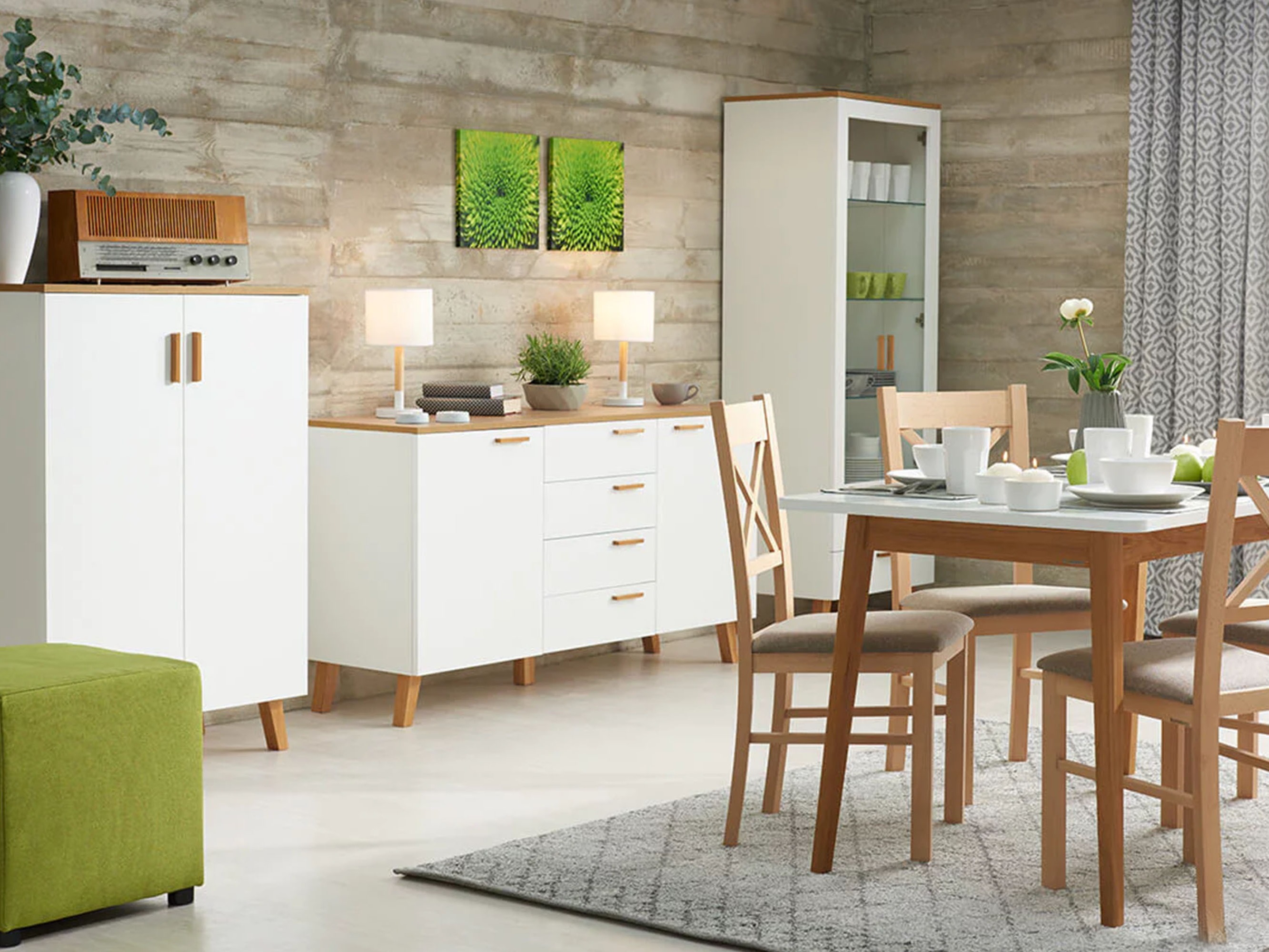 Komód Fivbeli 100 (Fehér + Tölgy)