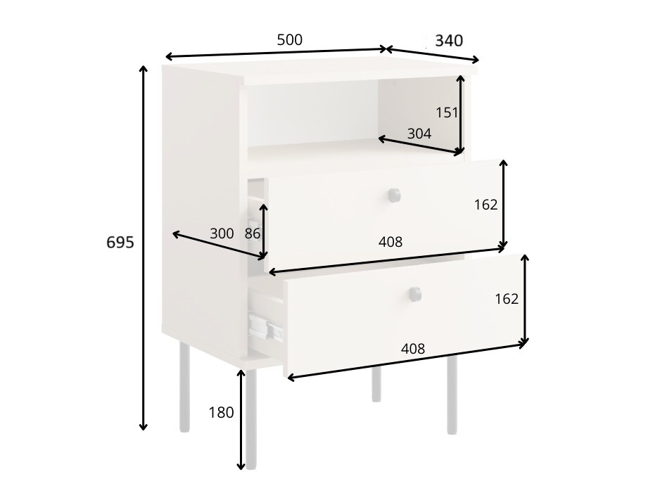 Éjjeliszekrény Baytown 185 (Fehér)