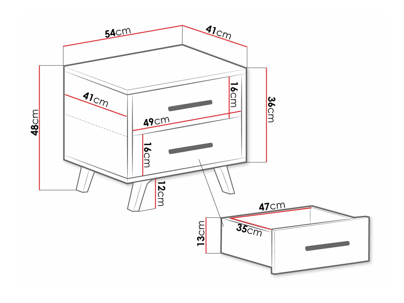 Éjjeliszekrény Dortivu 159 (Fehér)