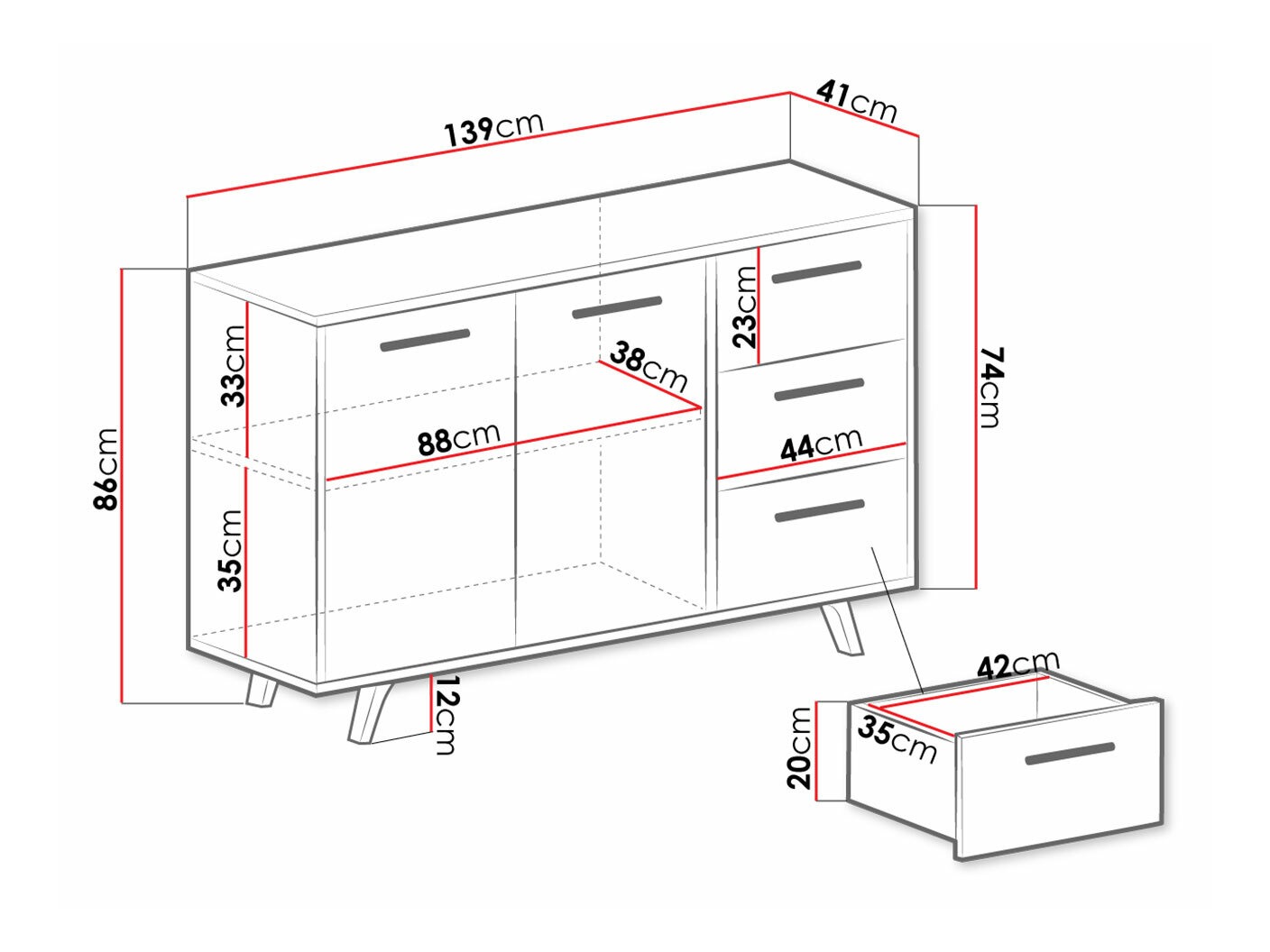 Komód Dortivu 160 (Fehér)