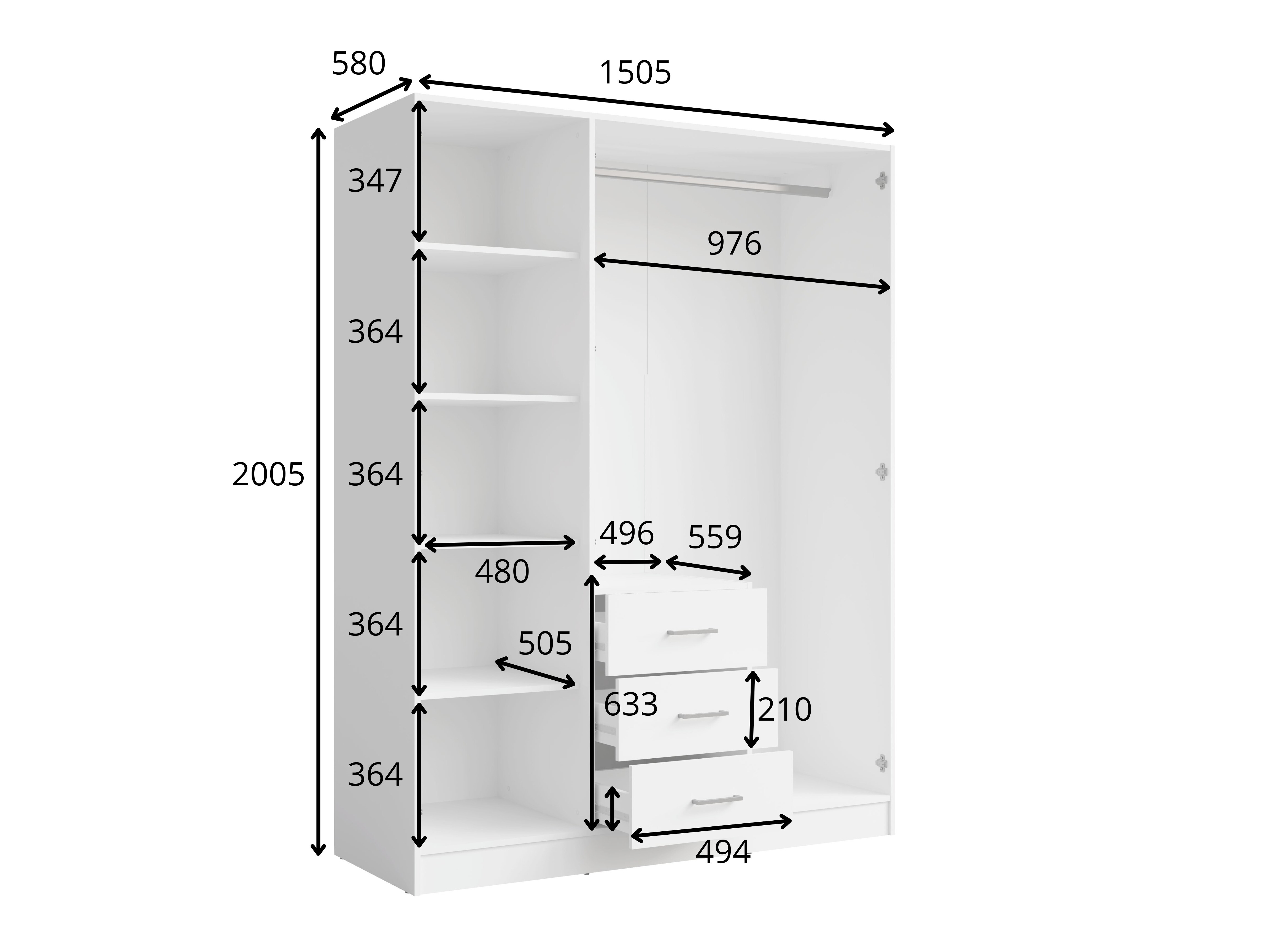 Gardróbszekrény Baytown 187 (Fehér)
