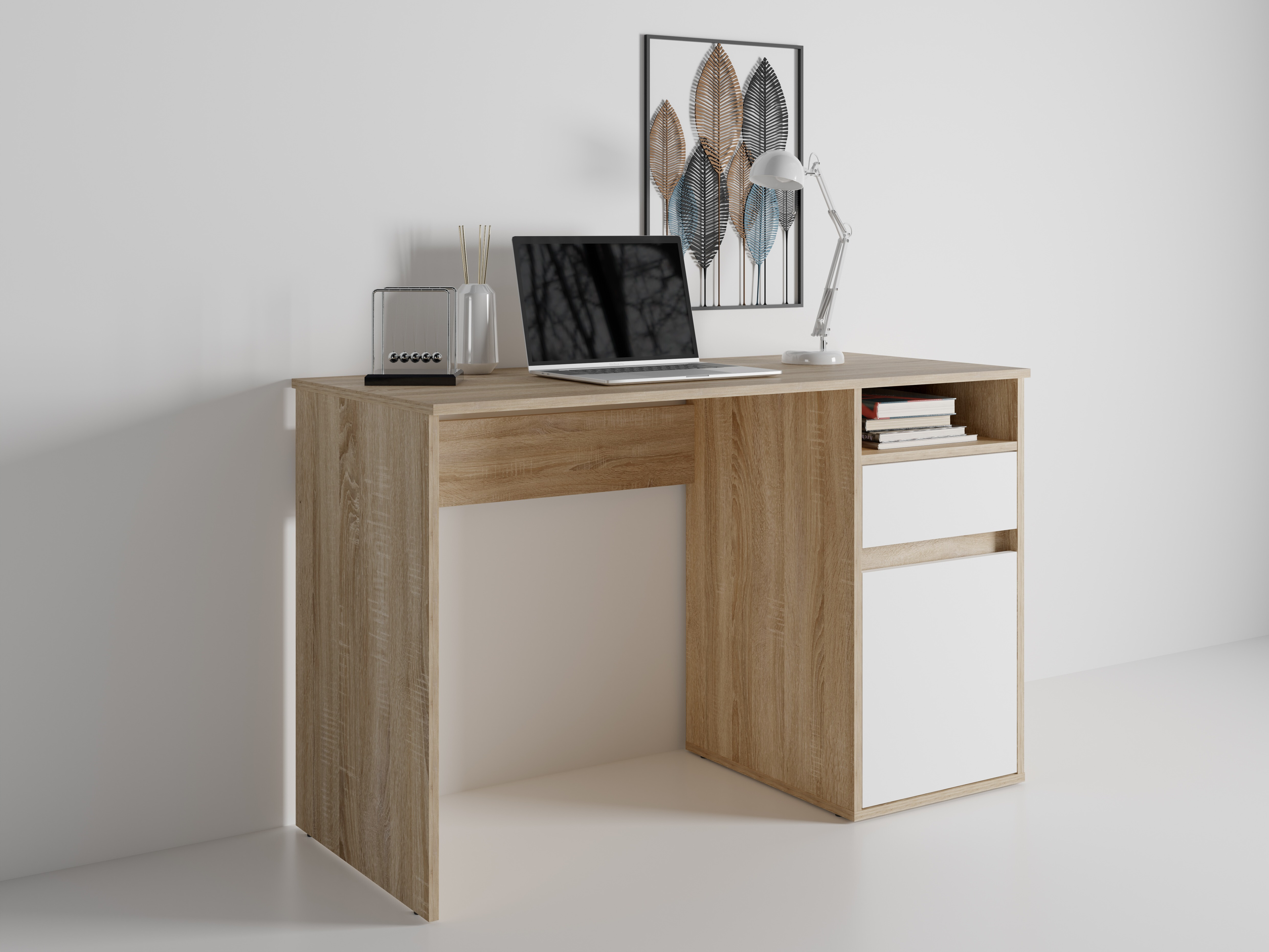 Íróasztal Baytown 190 (Fehér + Sonoma tölgy)