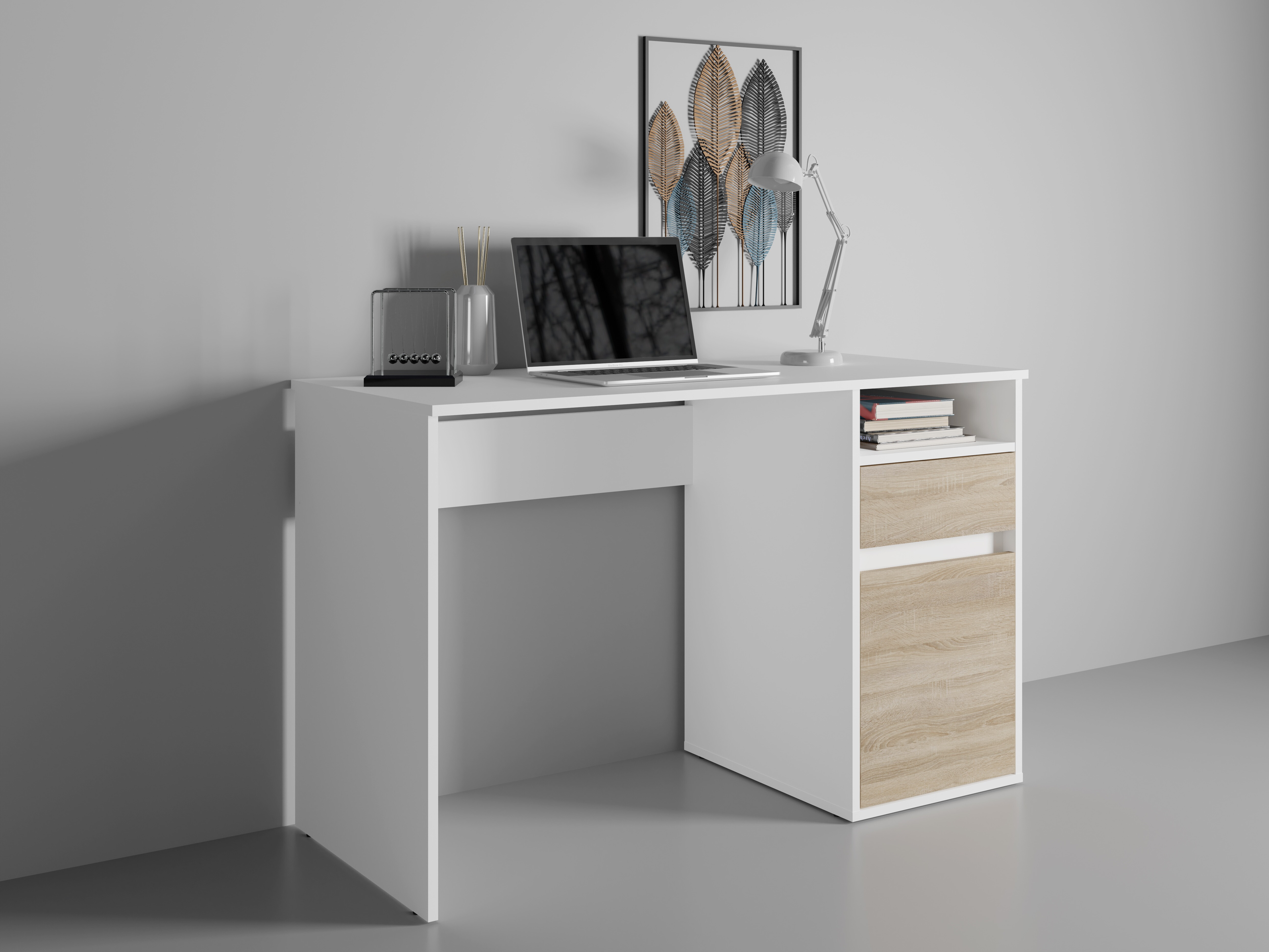 Íróasztal Baytown 190 (Fehér + Sonoma tölgy)