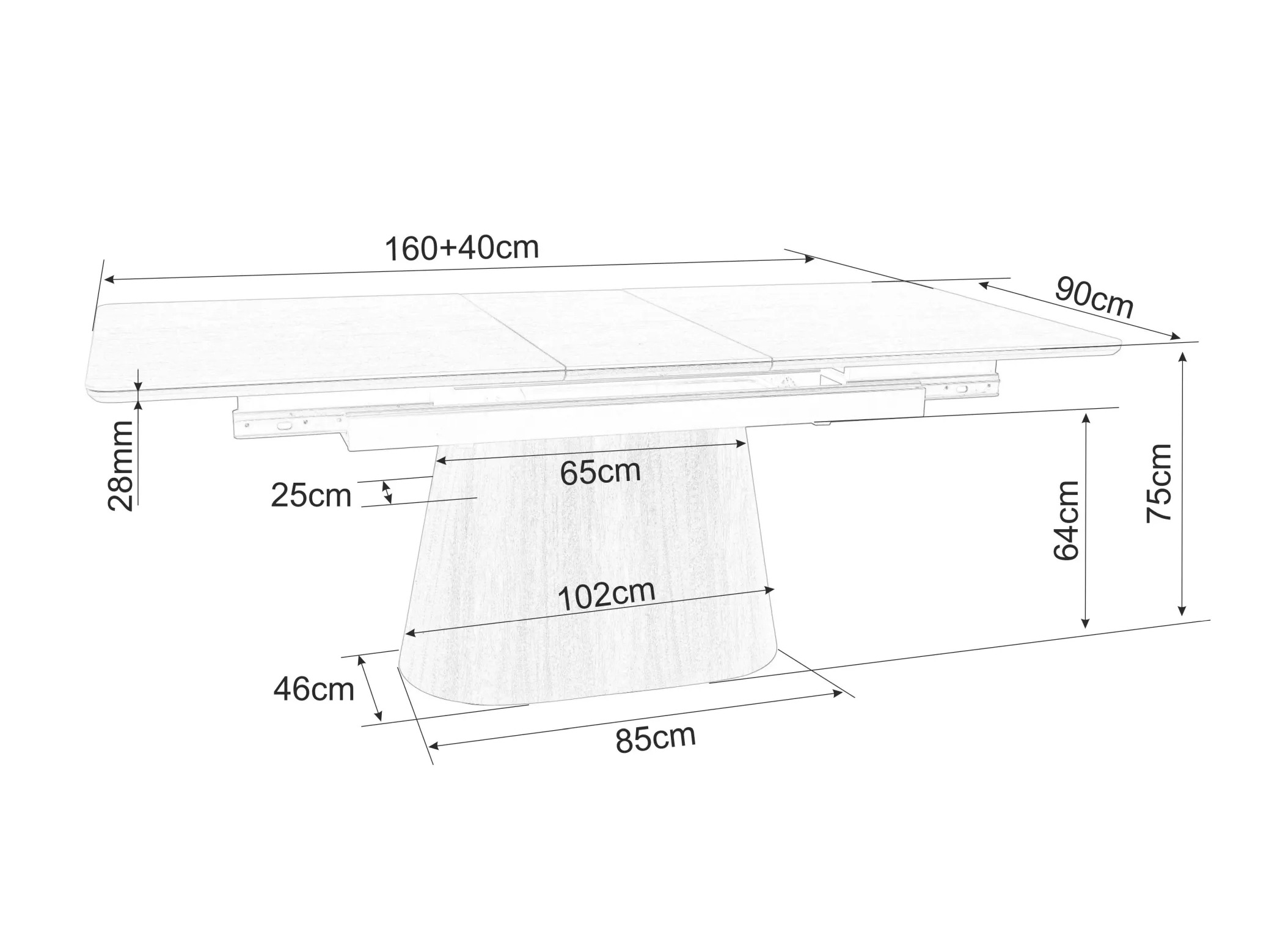 Asztal Detroit 932 (Fekete + Dió)