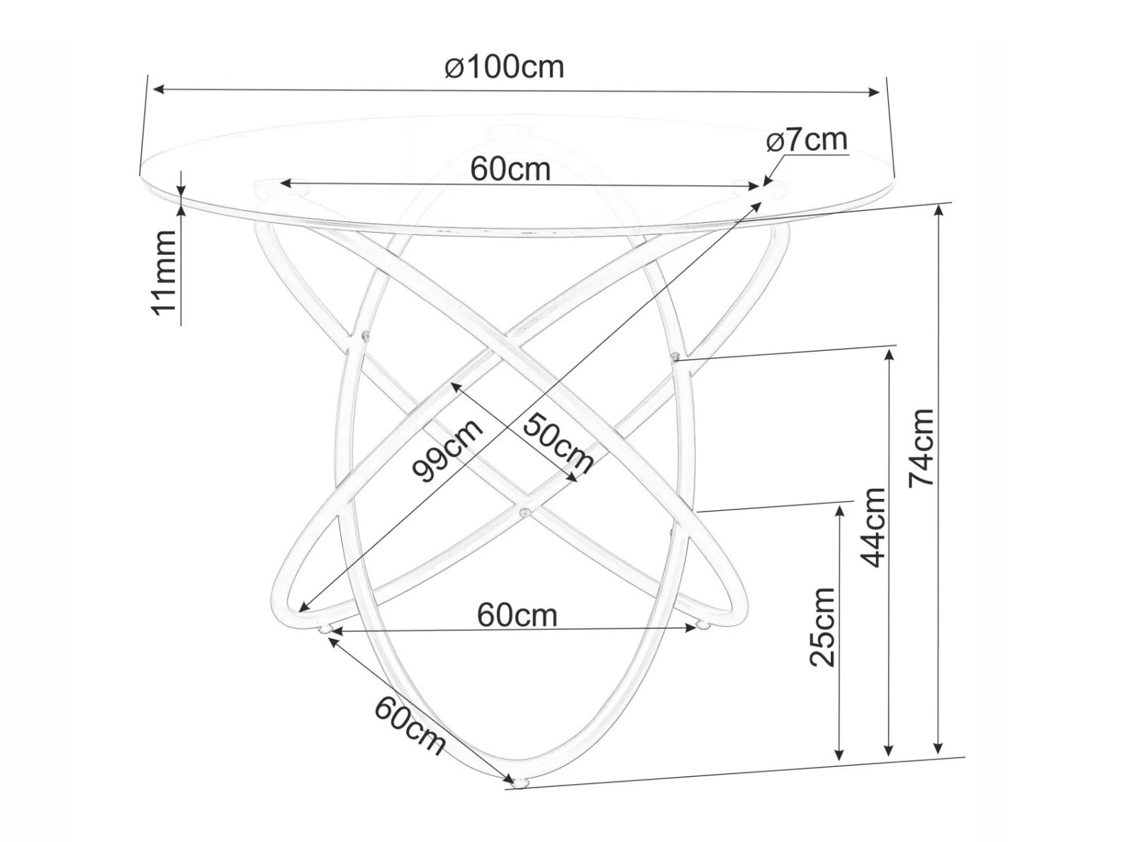 Asztal Detroit 933 (Fekete)
