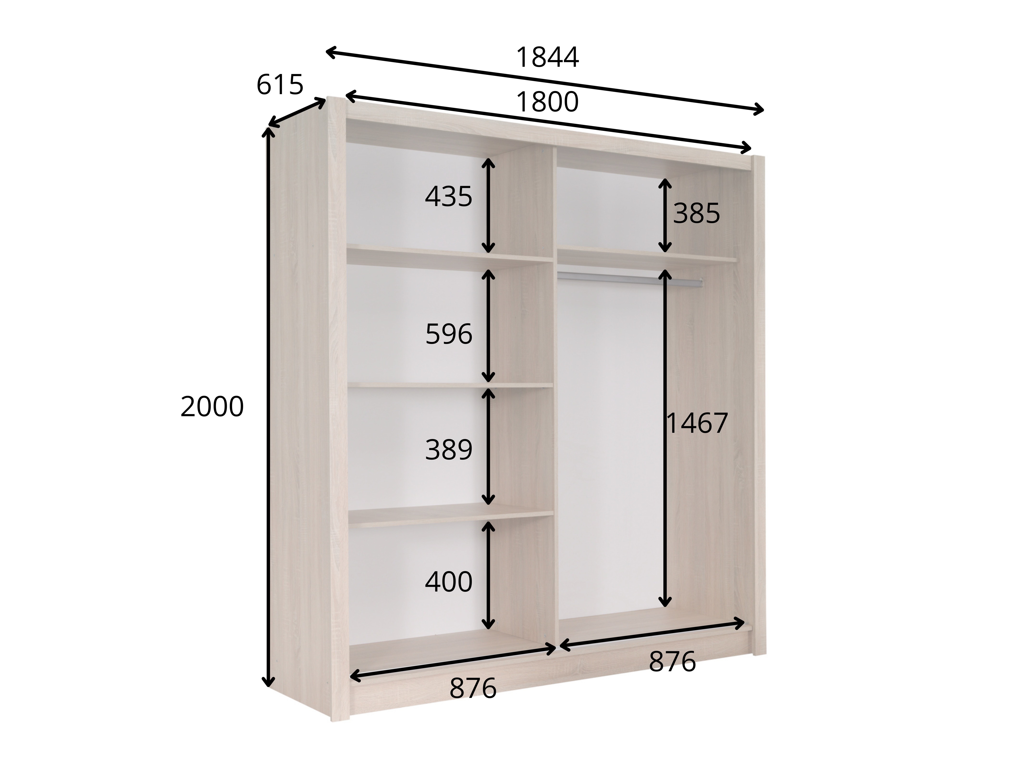 Gardróbszekrény Baytown 203 (Sonoma tölgy)