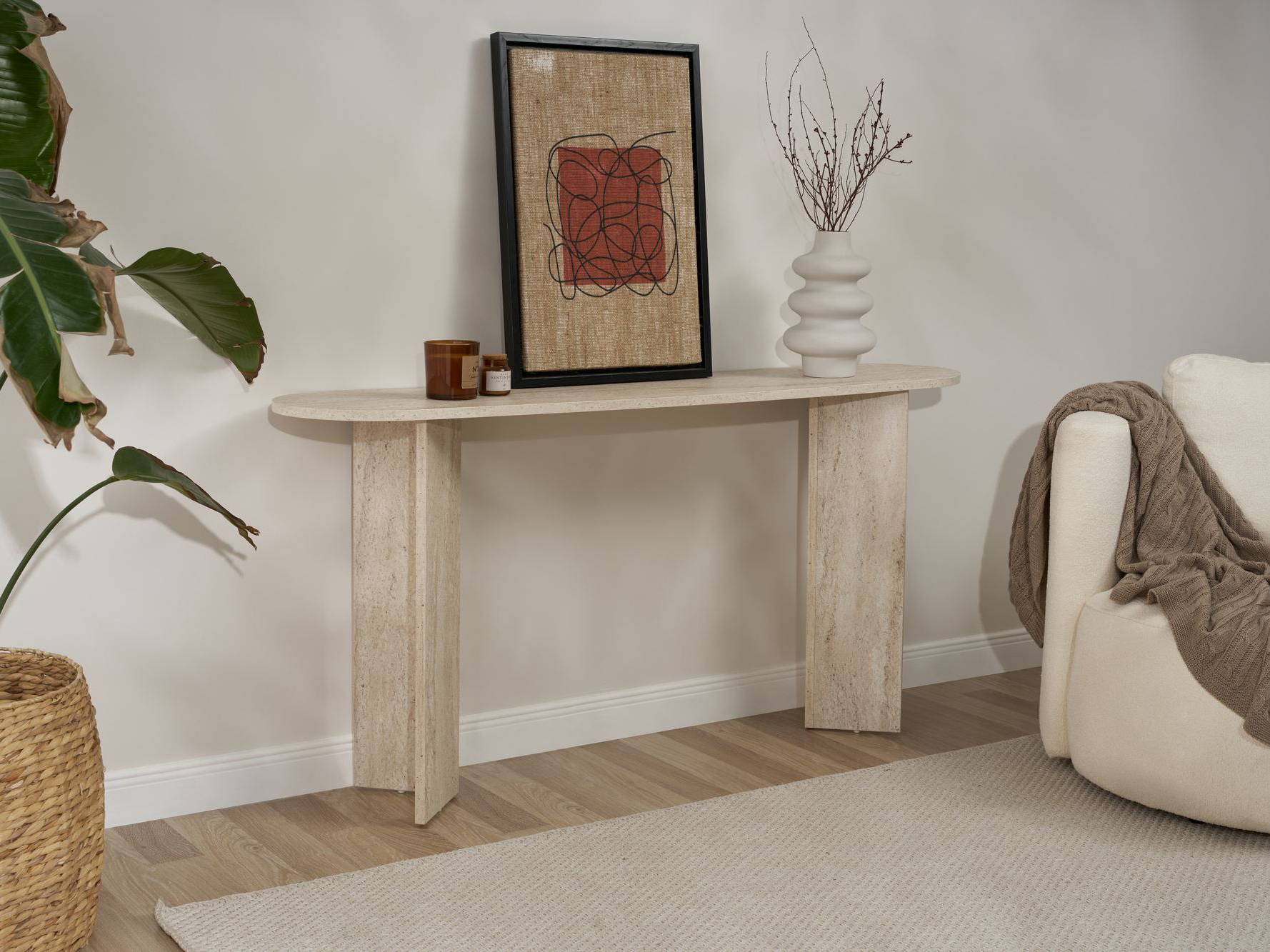 Konzolasztal Novato 133 (Könnyű travertin)