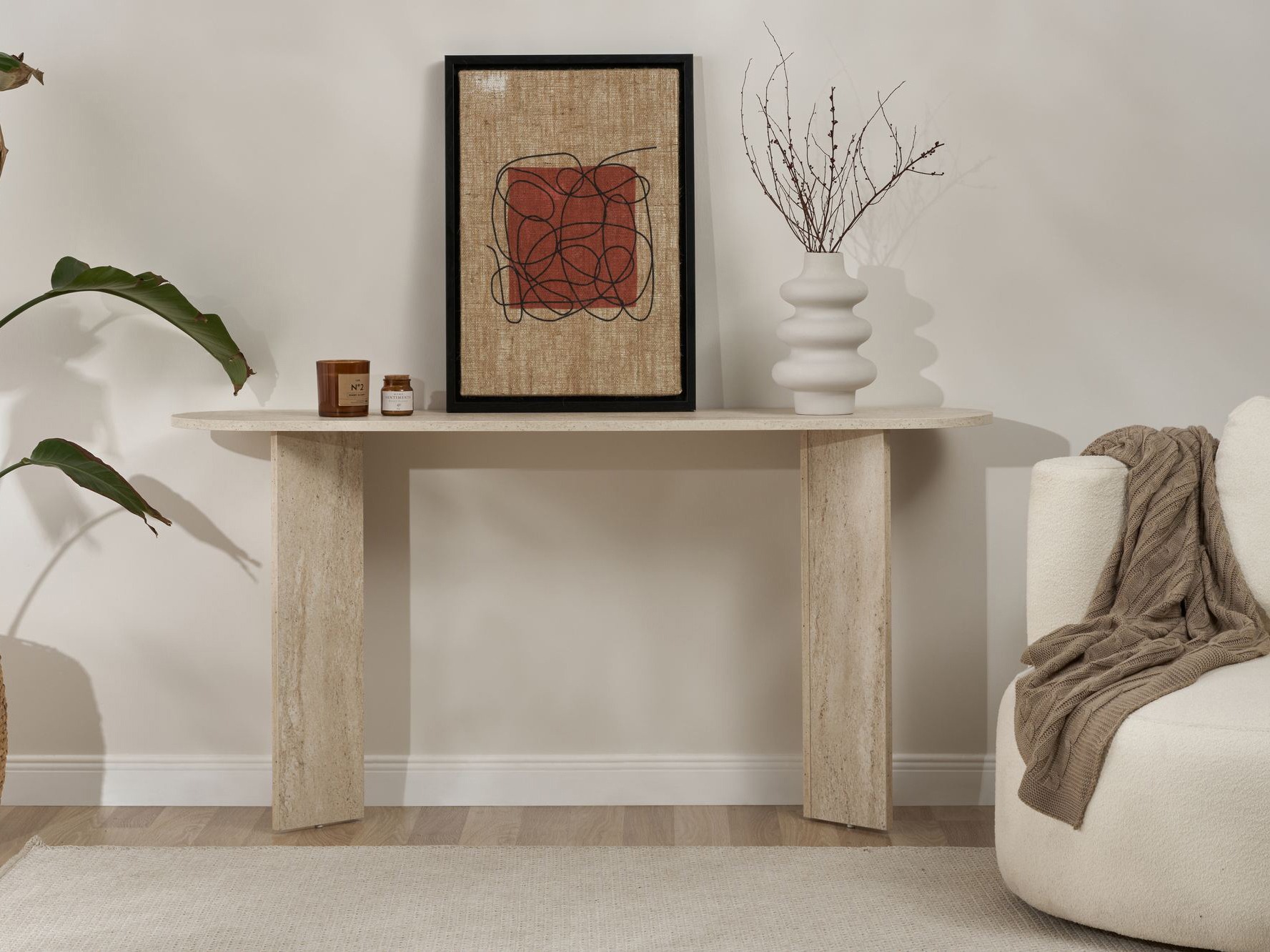 Konzolasztal Novato 133 (Könnyű travertin)