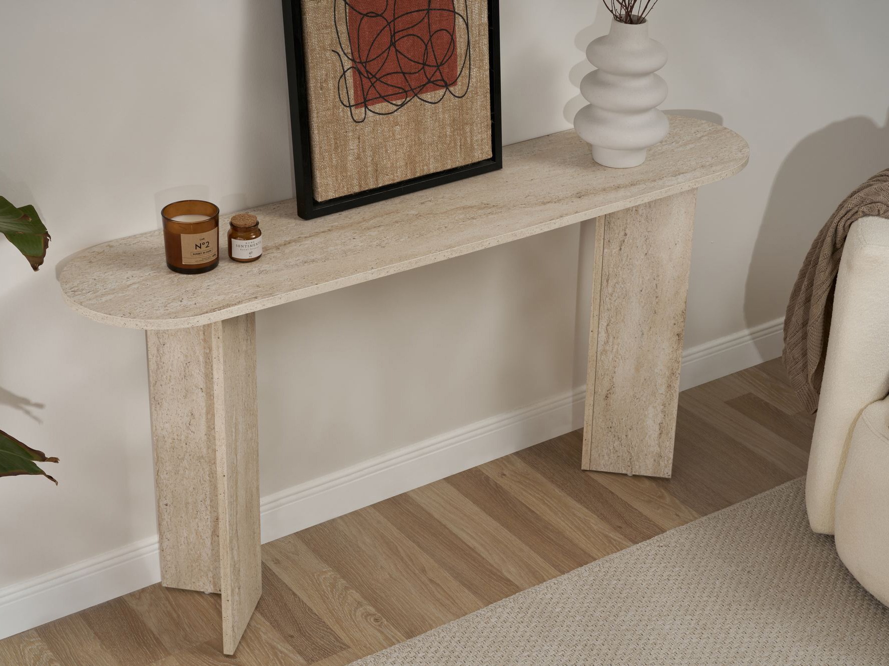 Konzolasztal Novato 133 (Könnyű travertin)