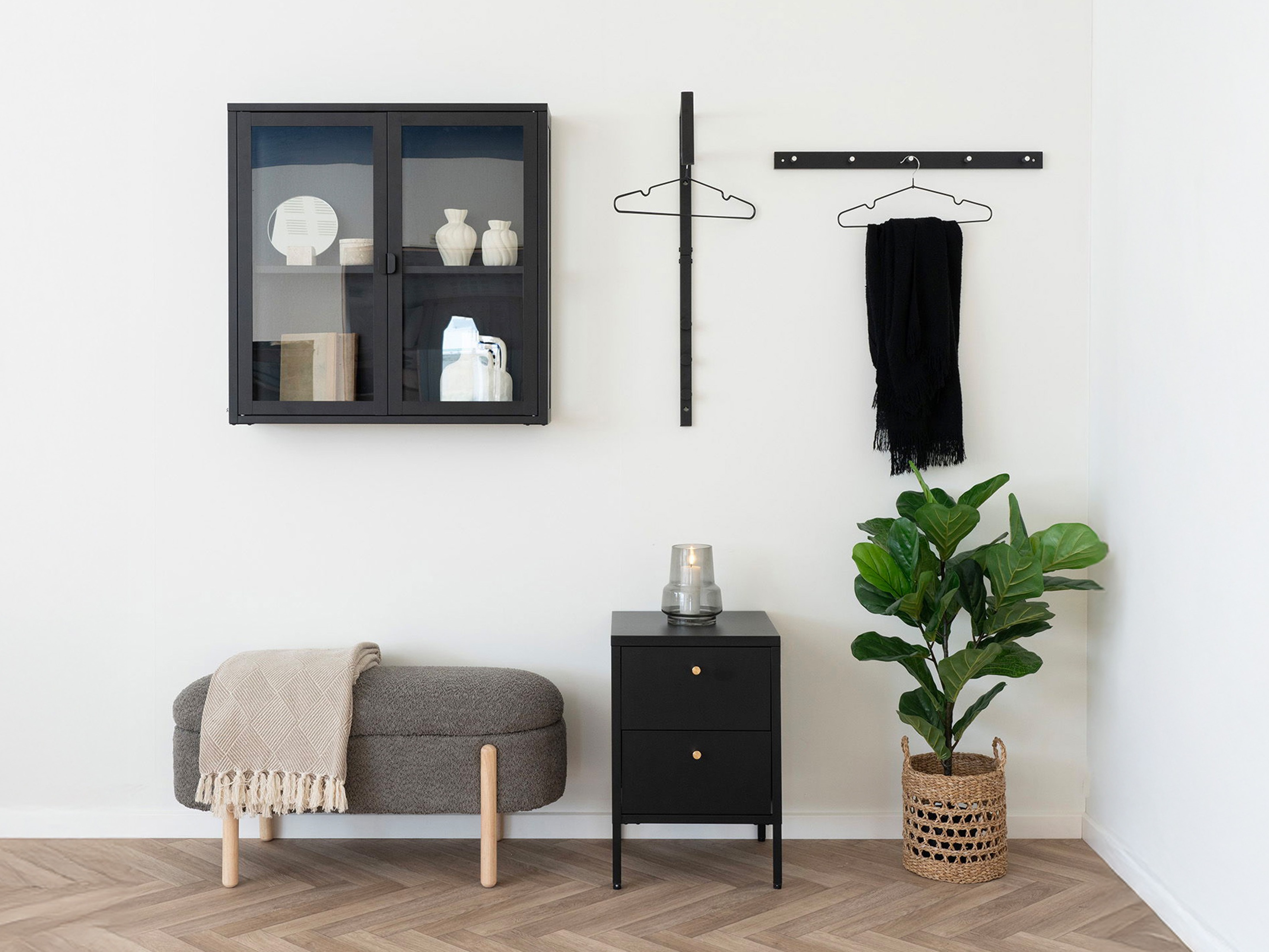 Fali szekrény Romtolo 100 (Fekete)