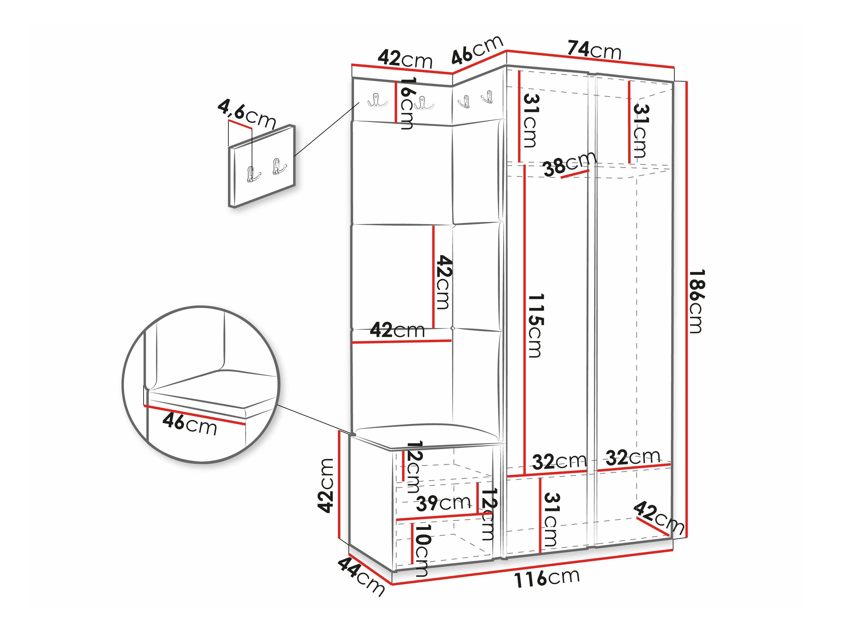 Előszoba garnitúra Hartford 387 (Fehér)