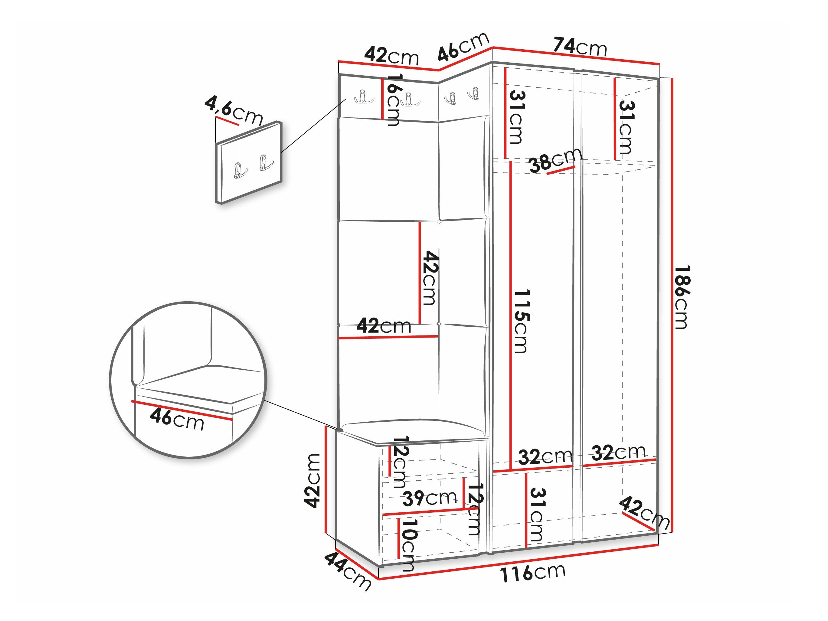 Előszoba garnitúra Hartford 388 (Fekete)