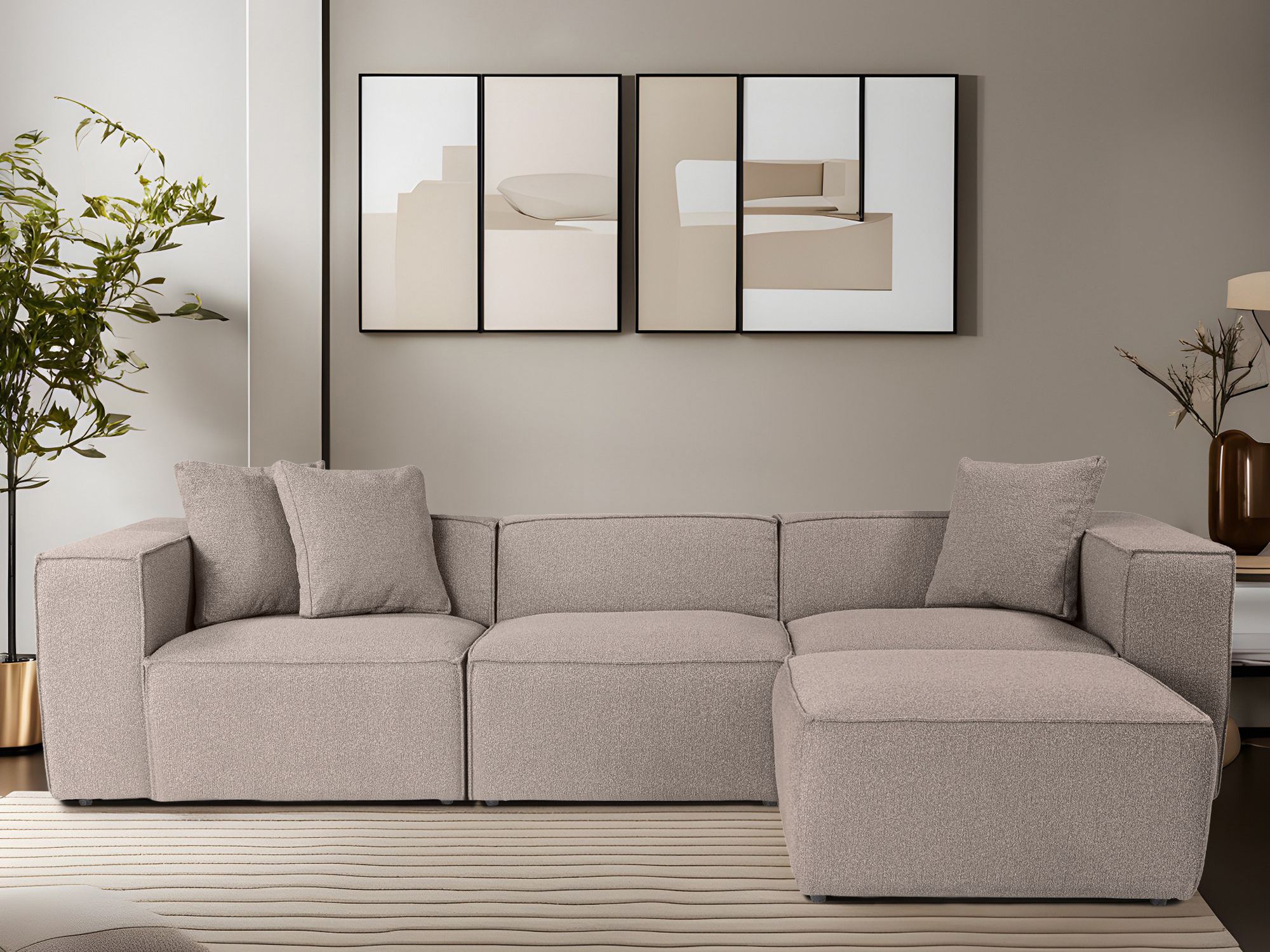 Moduláris sarokkanapé Fivsoi 102 (Bézs)