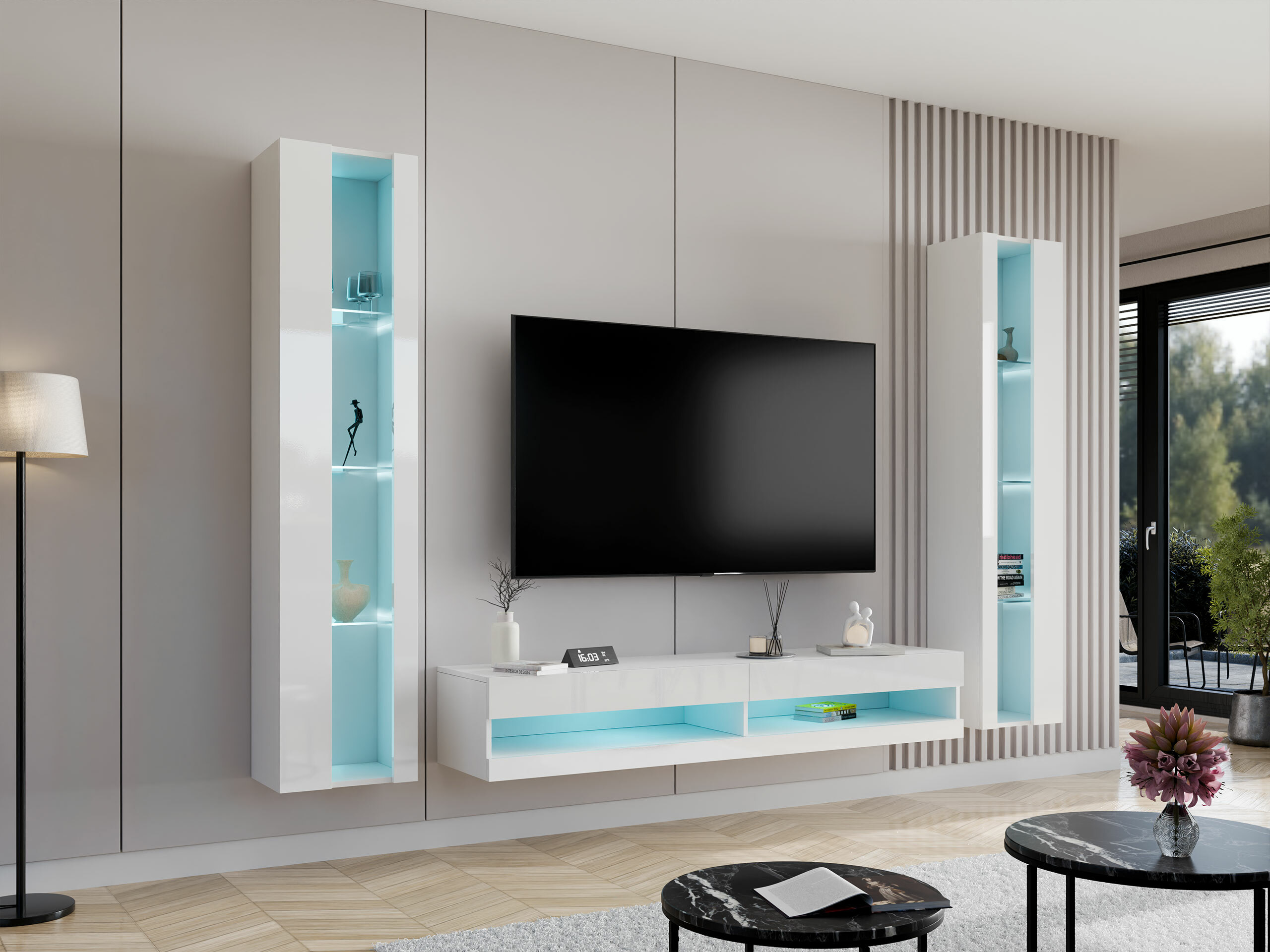 Nappali szett Venenou 112 (Fehér + Fényes fehér)