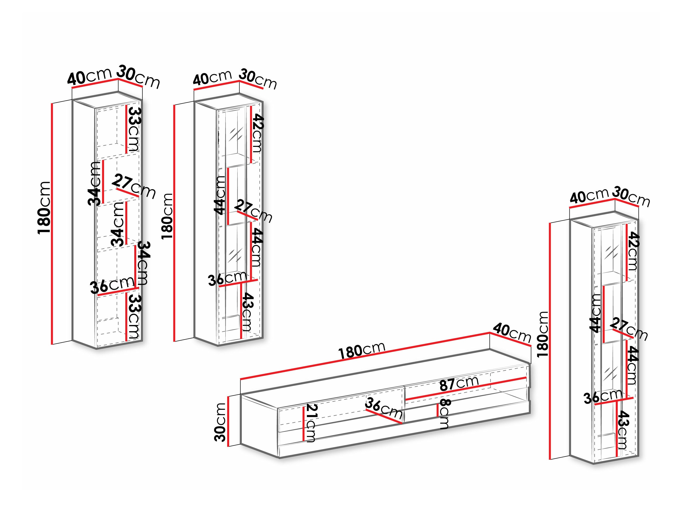 Nappali szett Venenou 116 (Fehér + Fényes fehér)