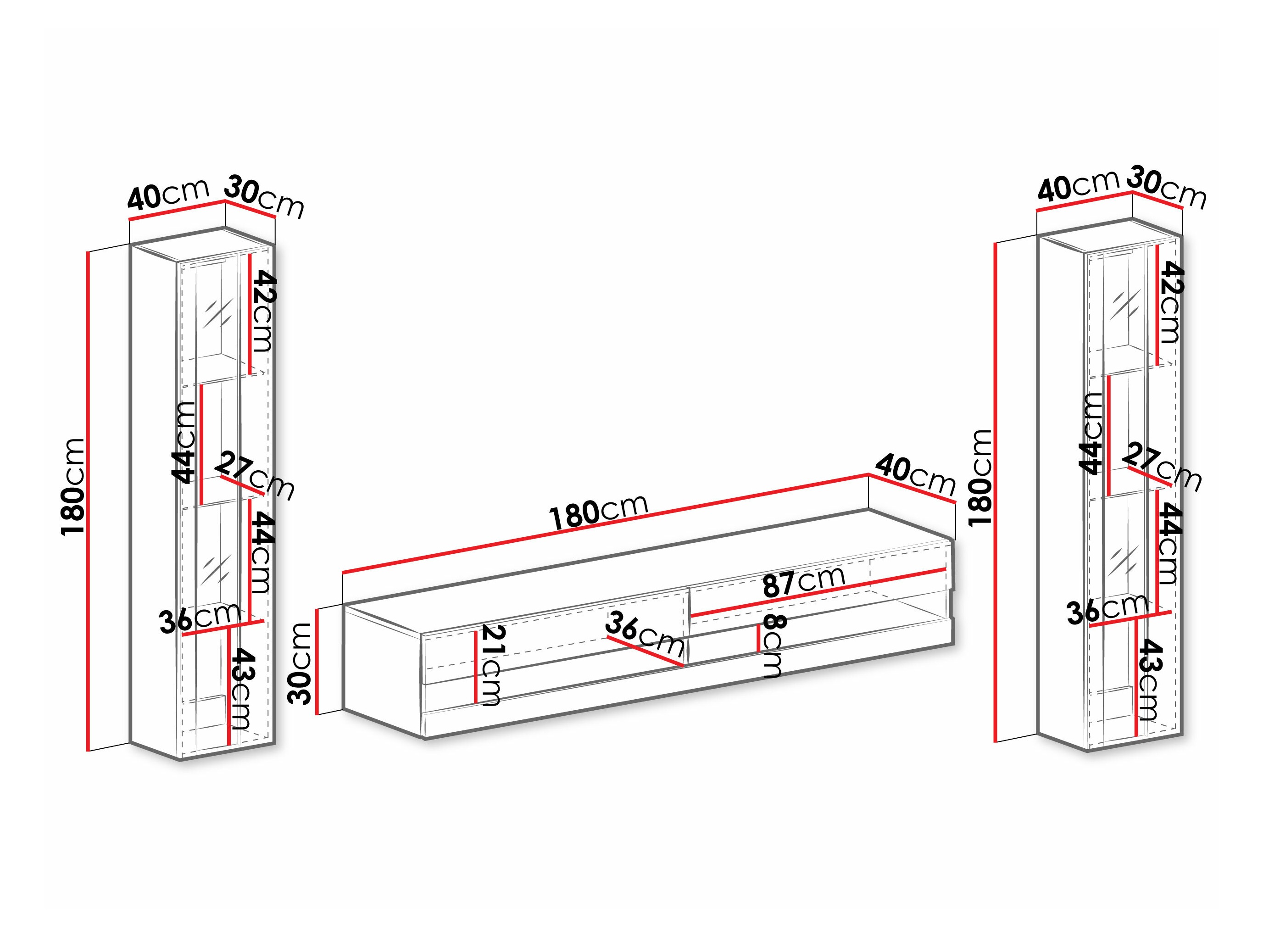 Nappali szett Vilrin V (Fehér + Fényes fehér)