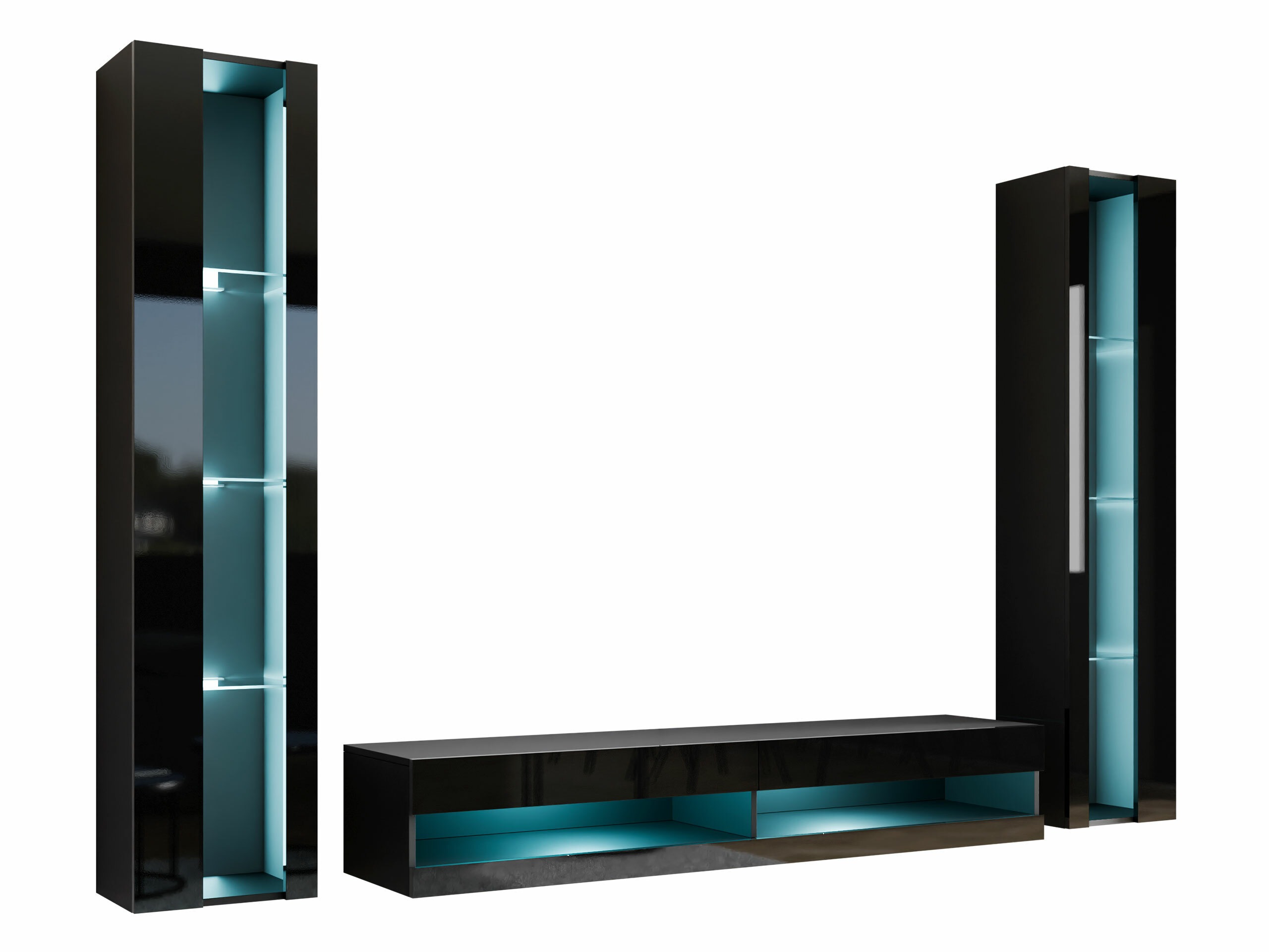 Nappali szett Vilrin V (Fekete + Fényes fekete)