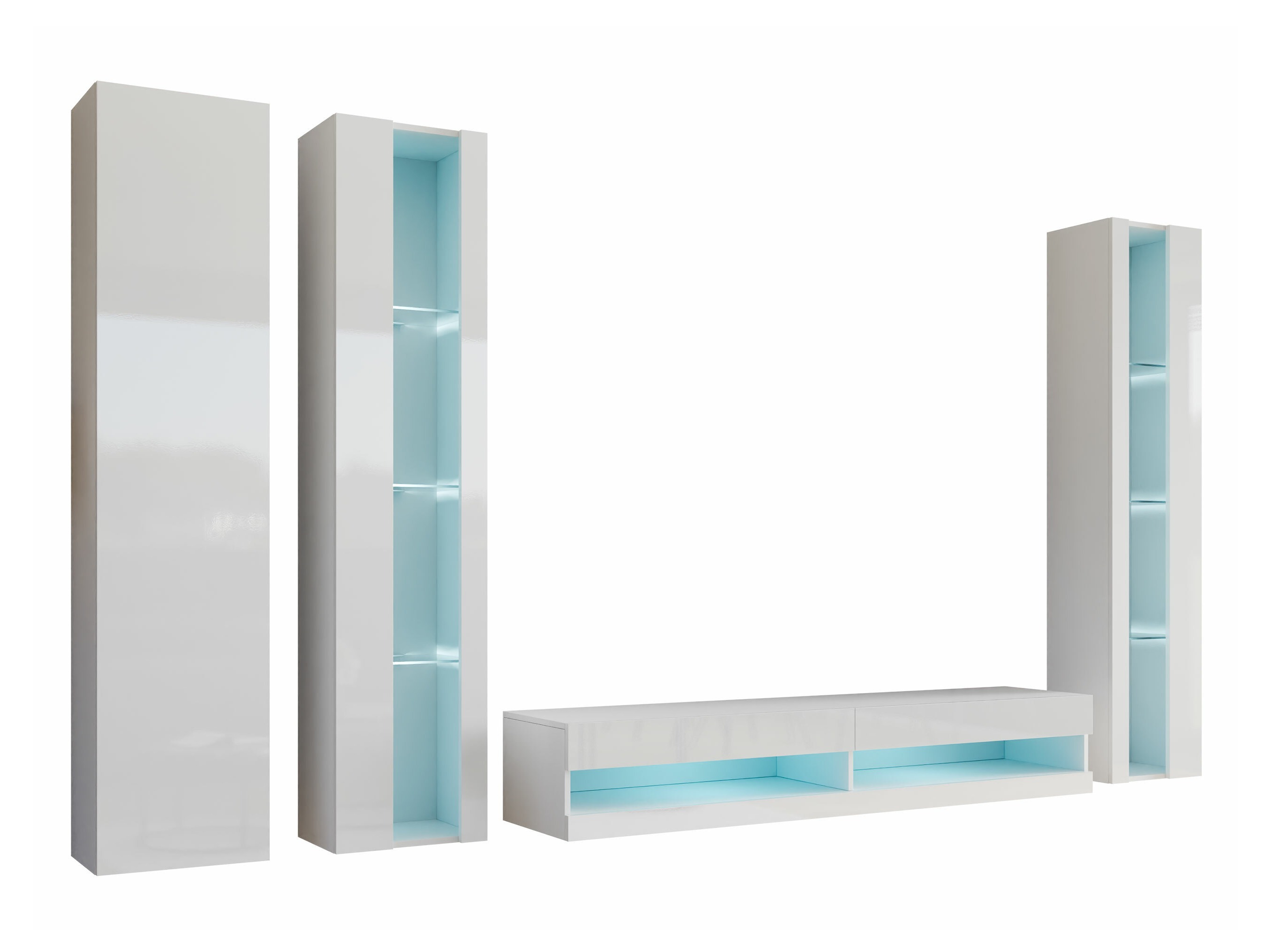 Nappali szett Vilrin VII (Fehér + Fényes fehér)