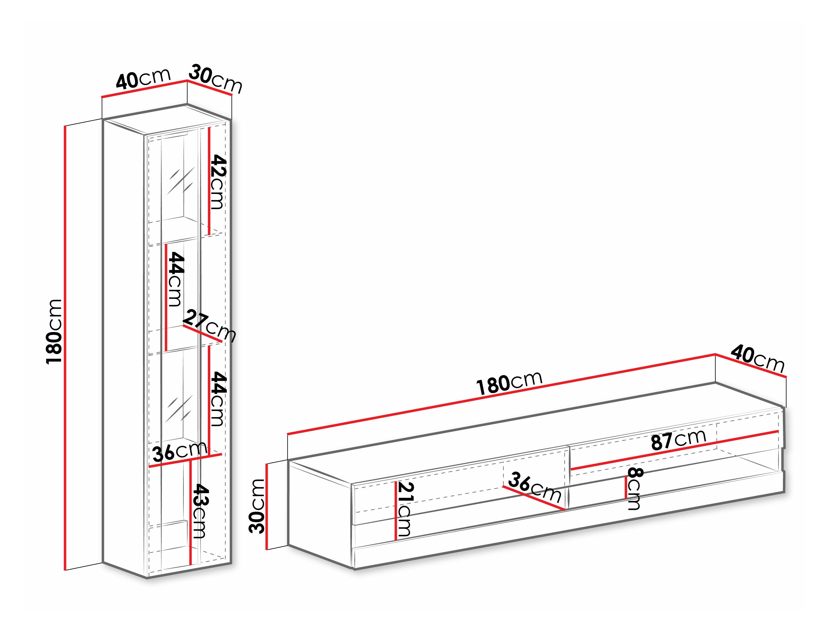 Nappali szett Vilrin VIII (Fekete + Fényes fekete)