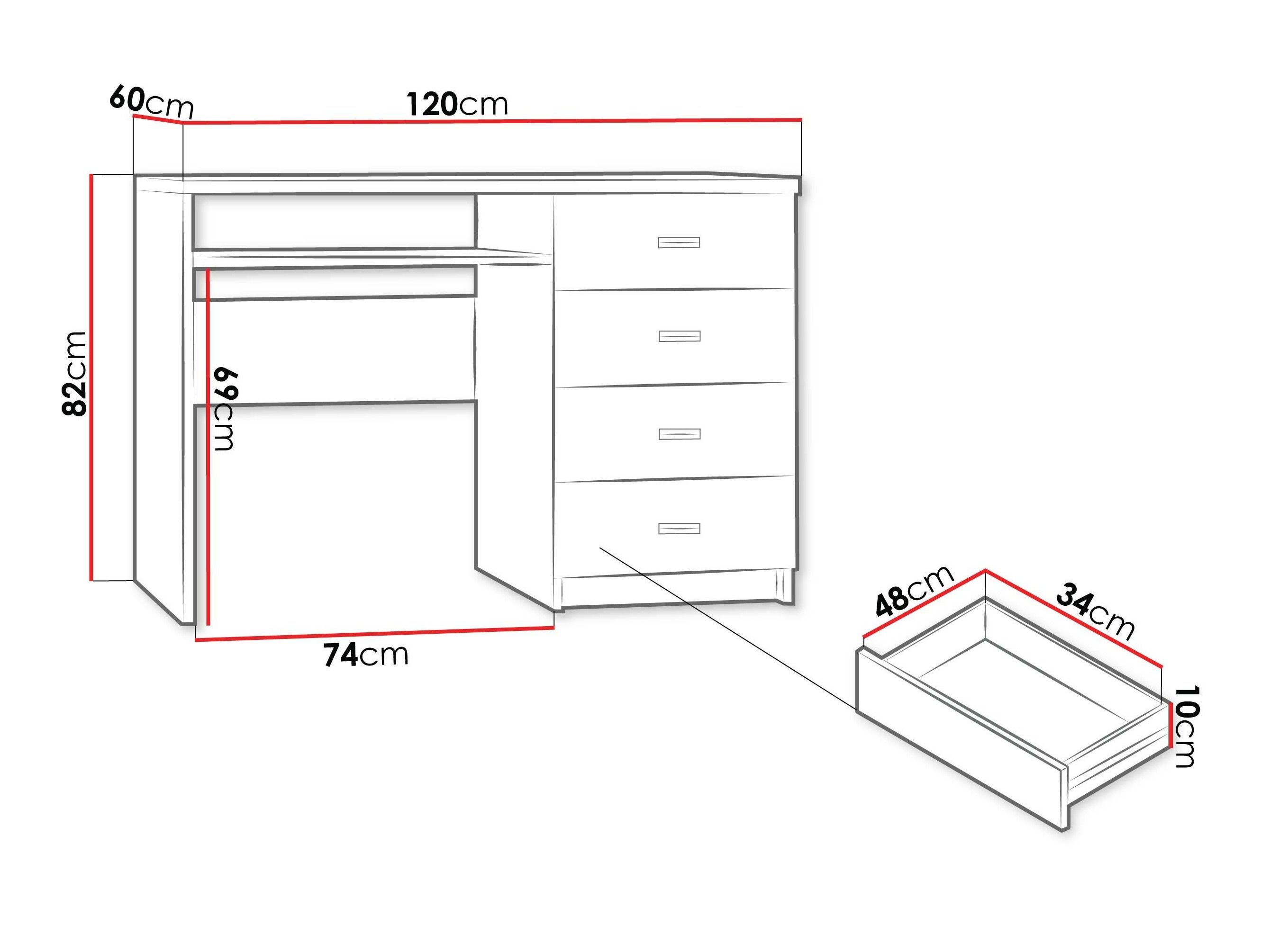 Íróasztal Serfeno 114 (Kraft Fehér)