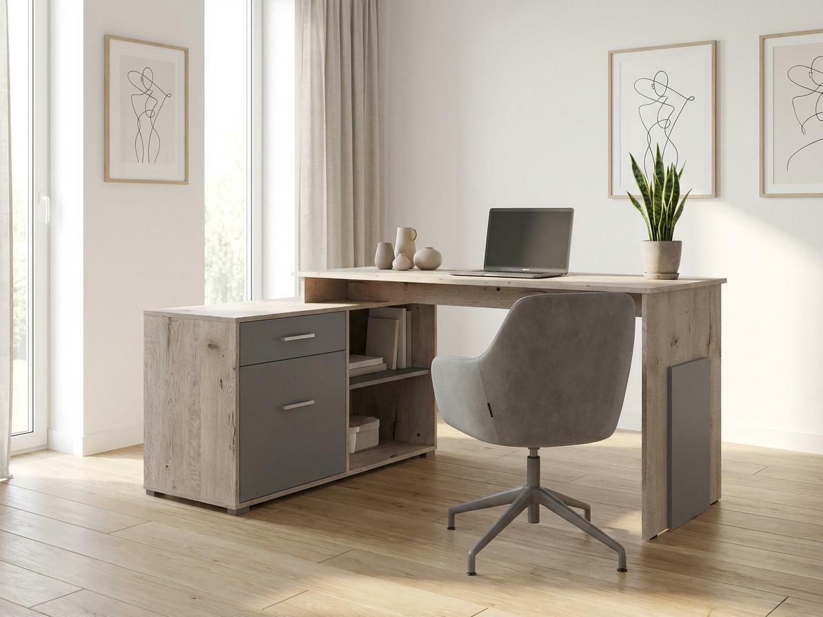 Sarok íróasztal Baytown 197 (Grafit + Wellingtoni tölgy)