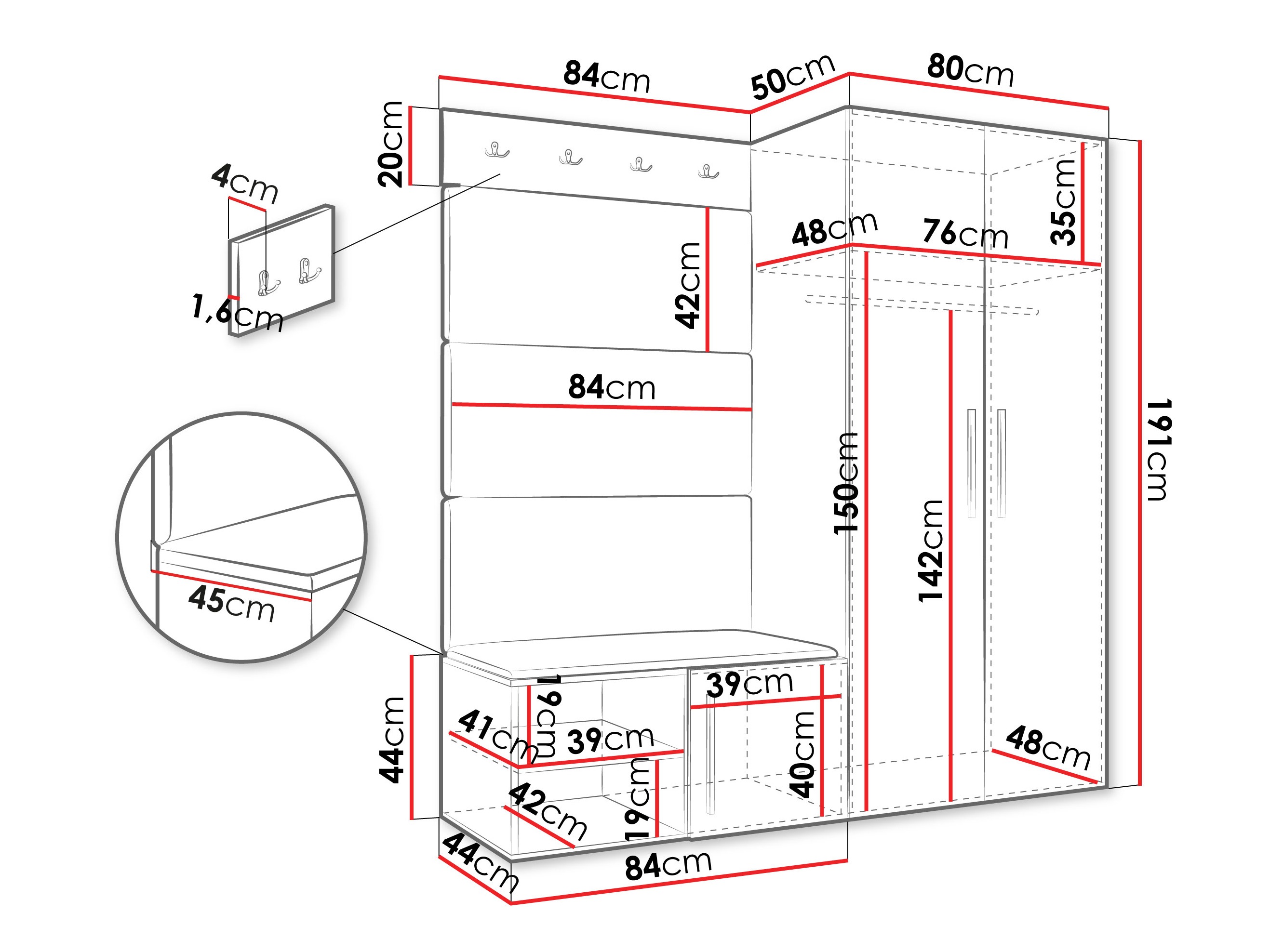 Előszoba garnitúra SH10876 sérült csomagolással