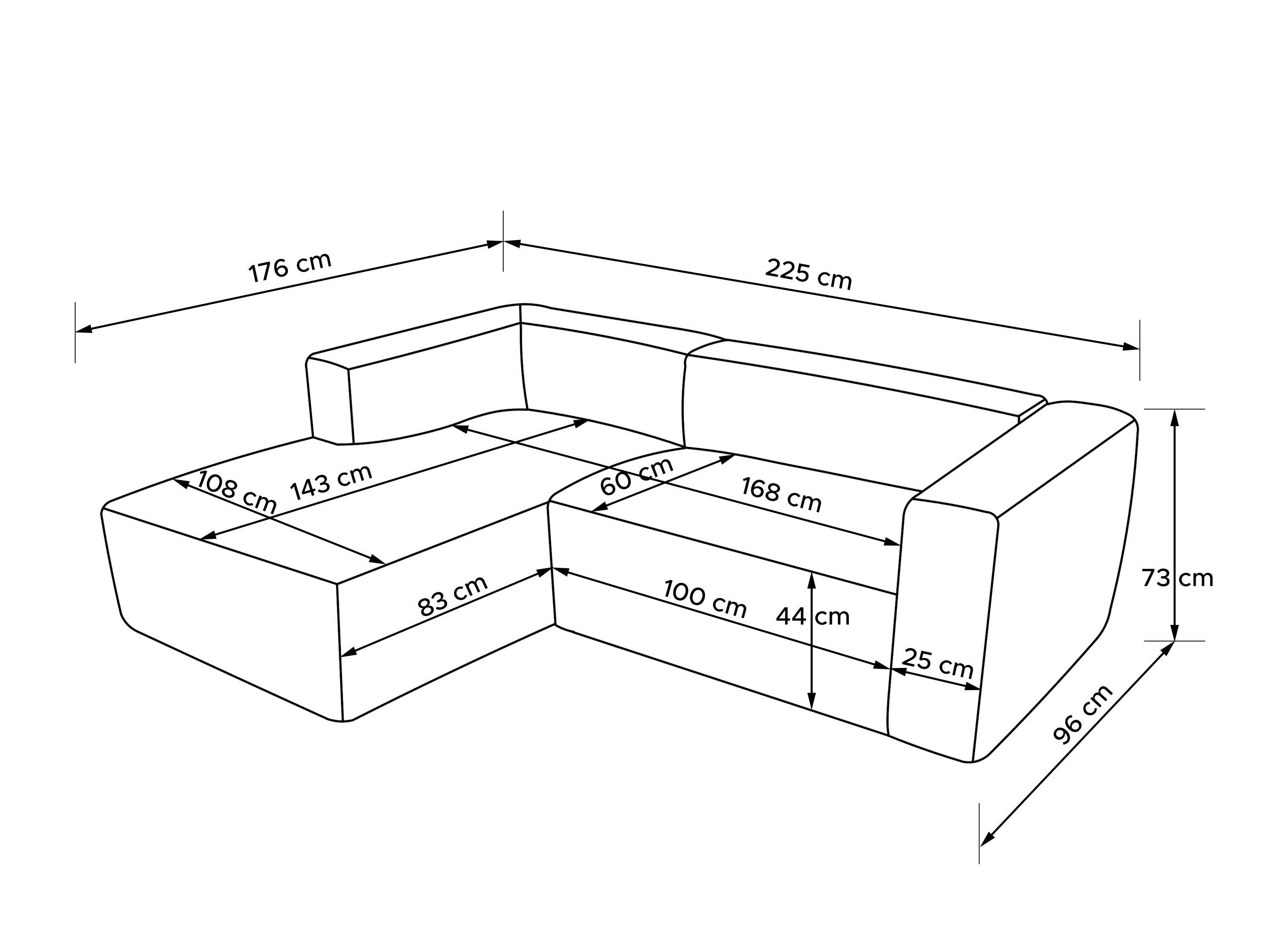 Moduláris sarokkanapé Melteno 105 (Poso 22)