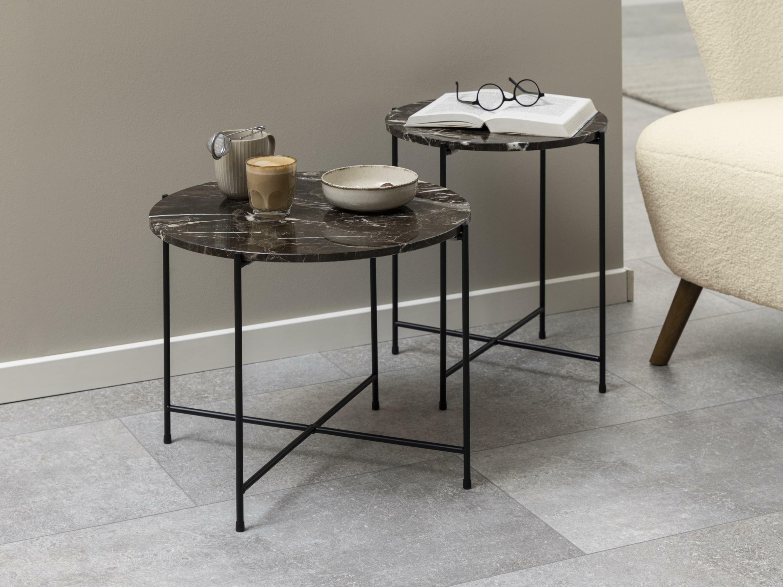 Kisasztal Norsica 608 (Barna márvány + Fekete)