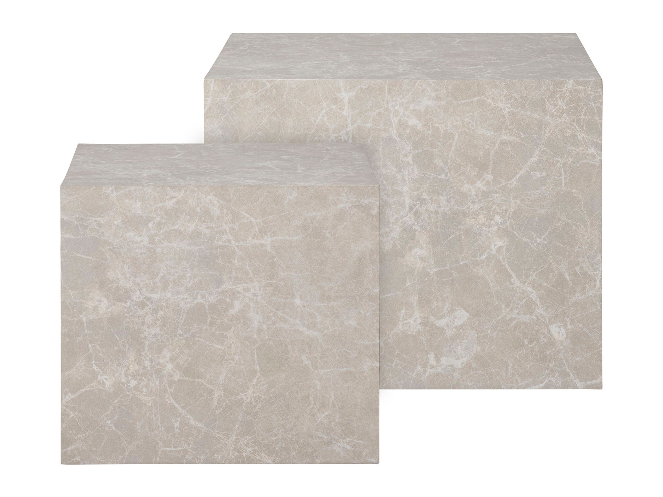 Dohányzóasztal szett Catavie 103 (Bézs + Szürke márvány)