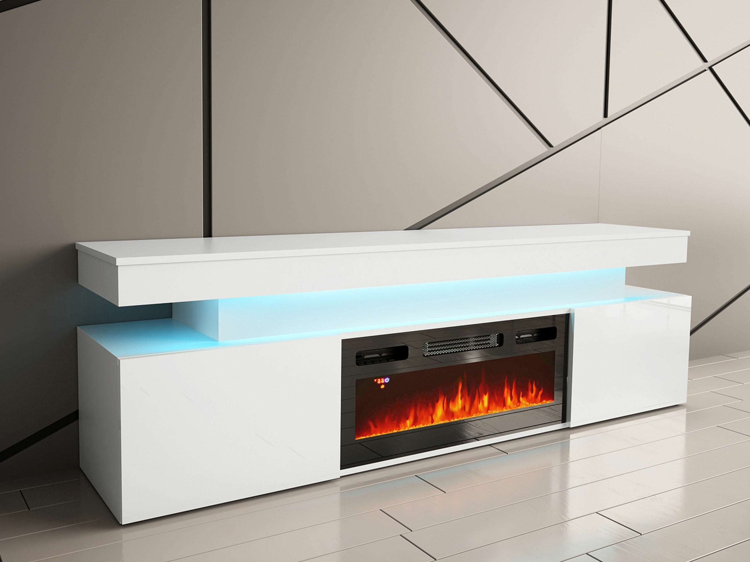 TV-állvány Monfero 104 (Fehér + Fényes fehér)