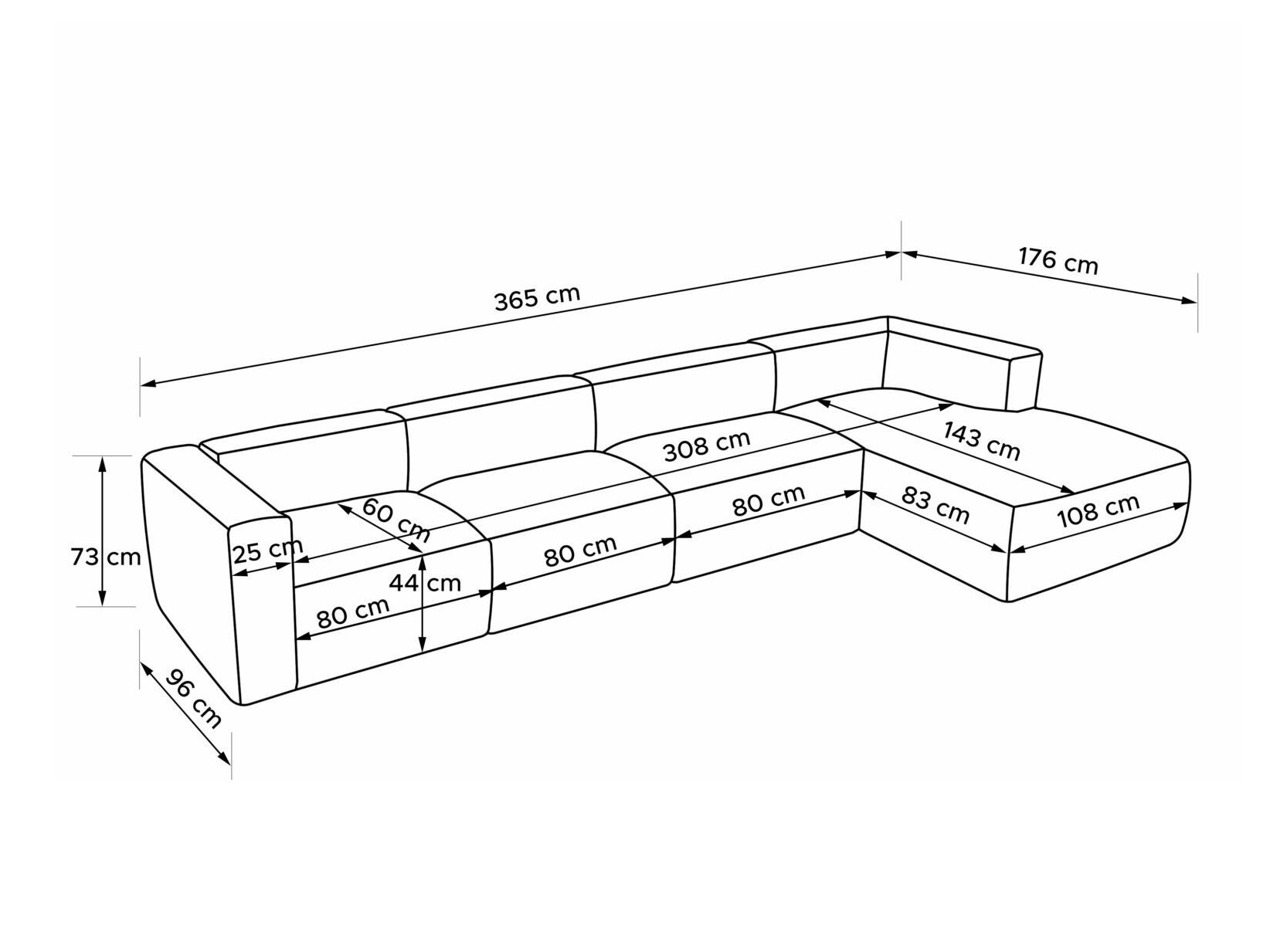 Moduláris sarokkanapé Melteno 108 (Poso 55)