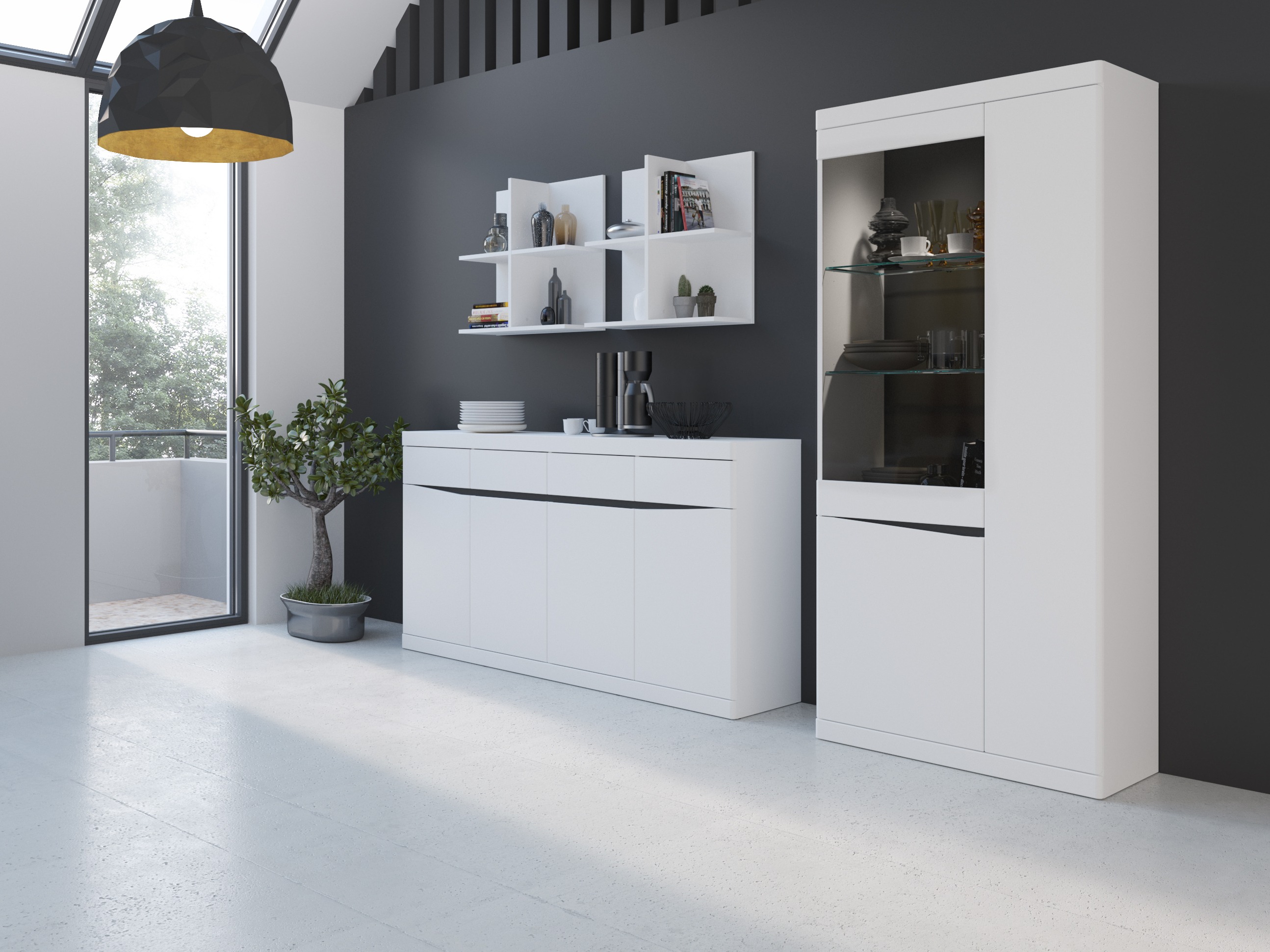 Könyvespolc Venlori 128 (Fehér + Grafit)