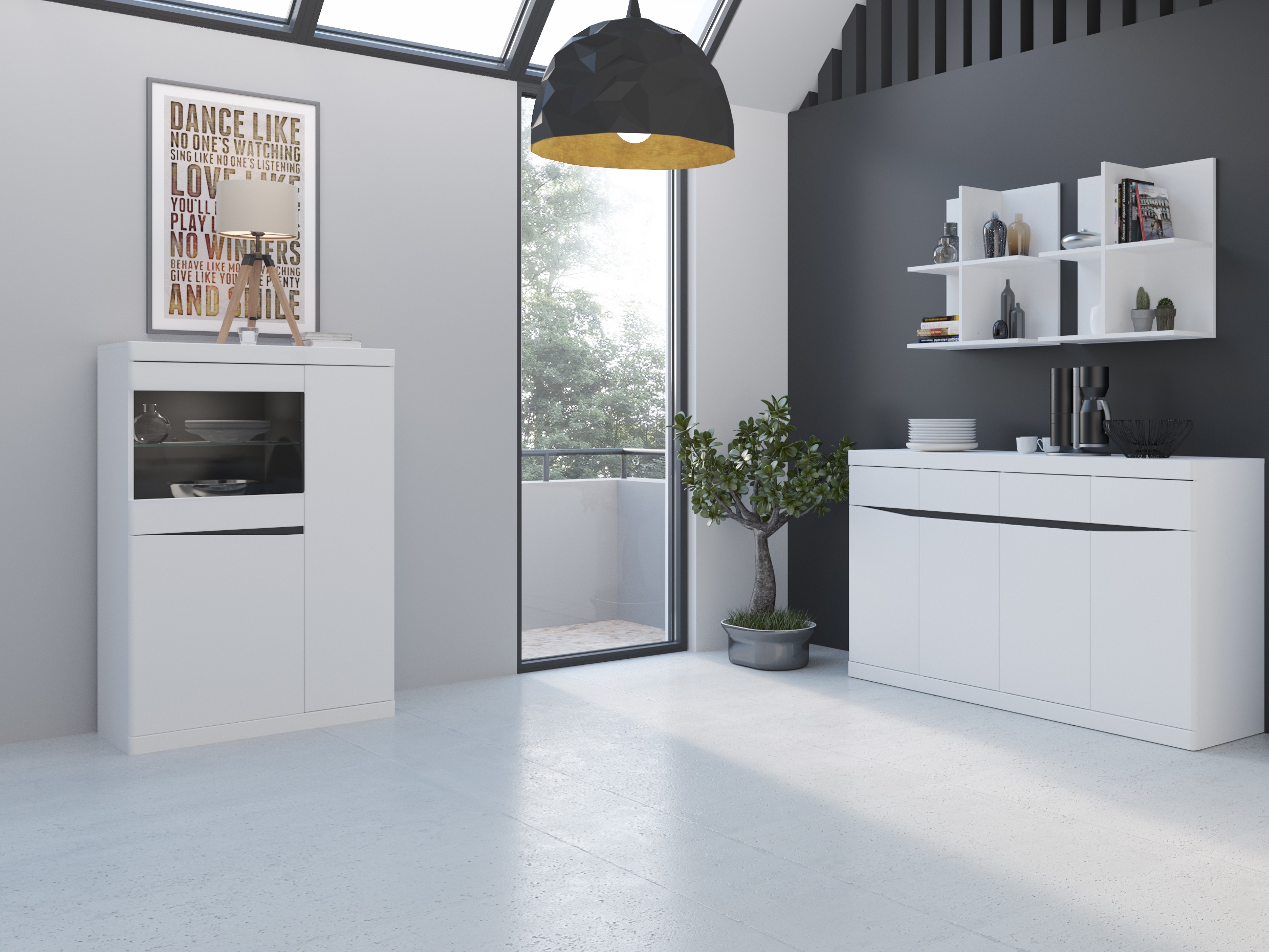 Könyvespolc Venlori 129 (Fehér + Grafit)