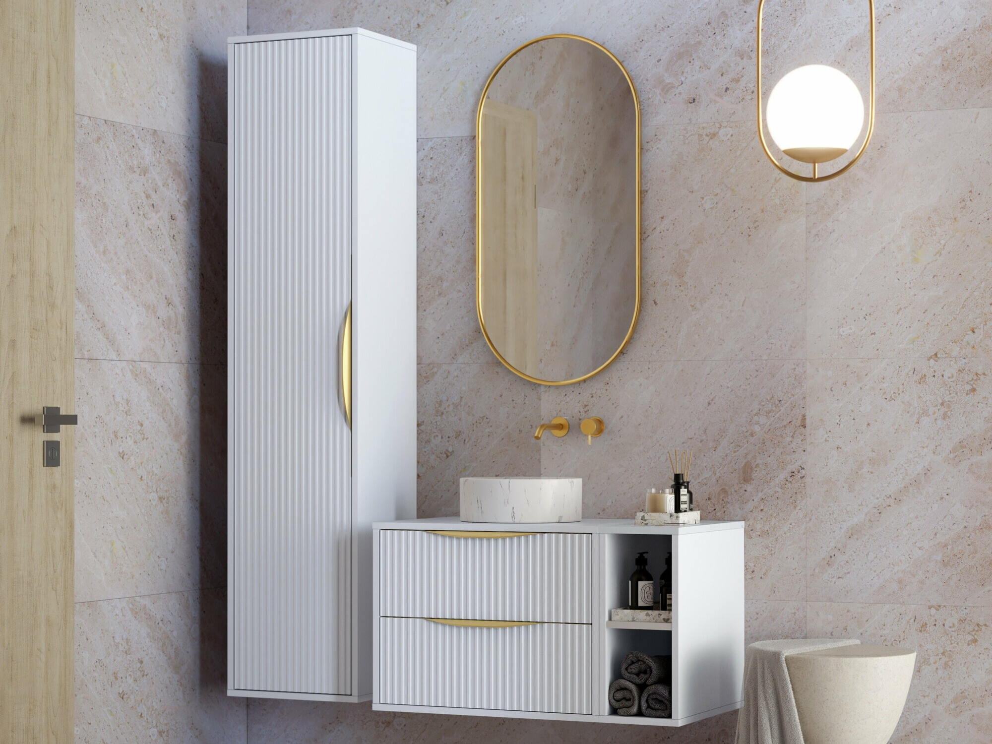 Fali szekrény mosdónak SH10939 sérült csomagolással