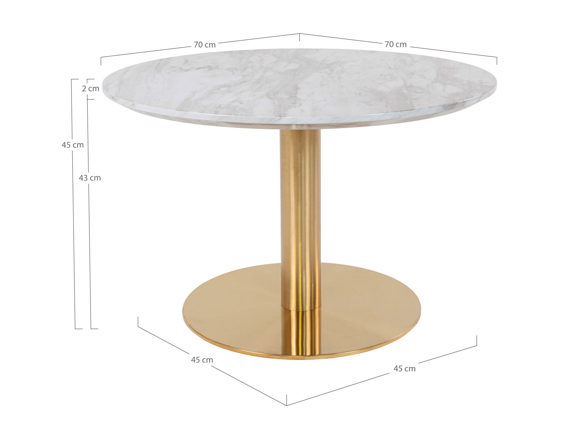 Dohányzóasztal Elbelia 100 (Aranysárga + Fehér márvány)