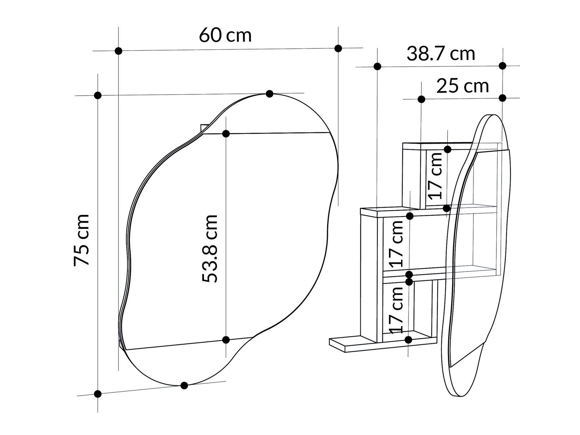 Fürdőszoba tükörszekrény Kailua 2711 (Fehér márvány)