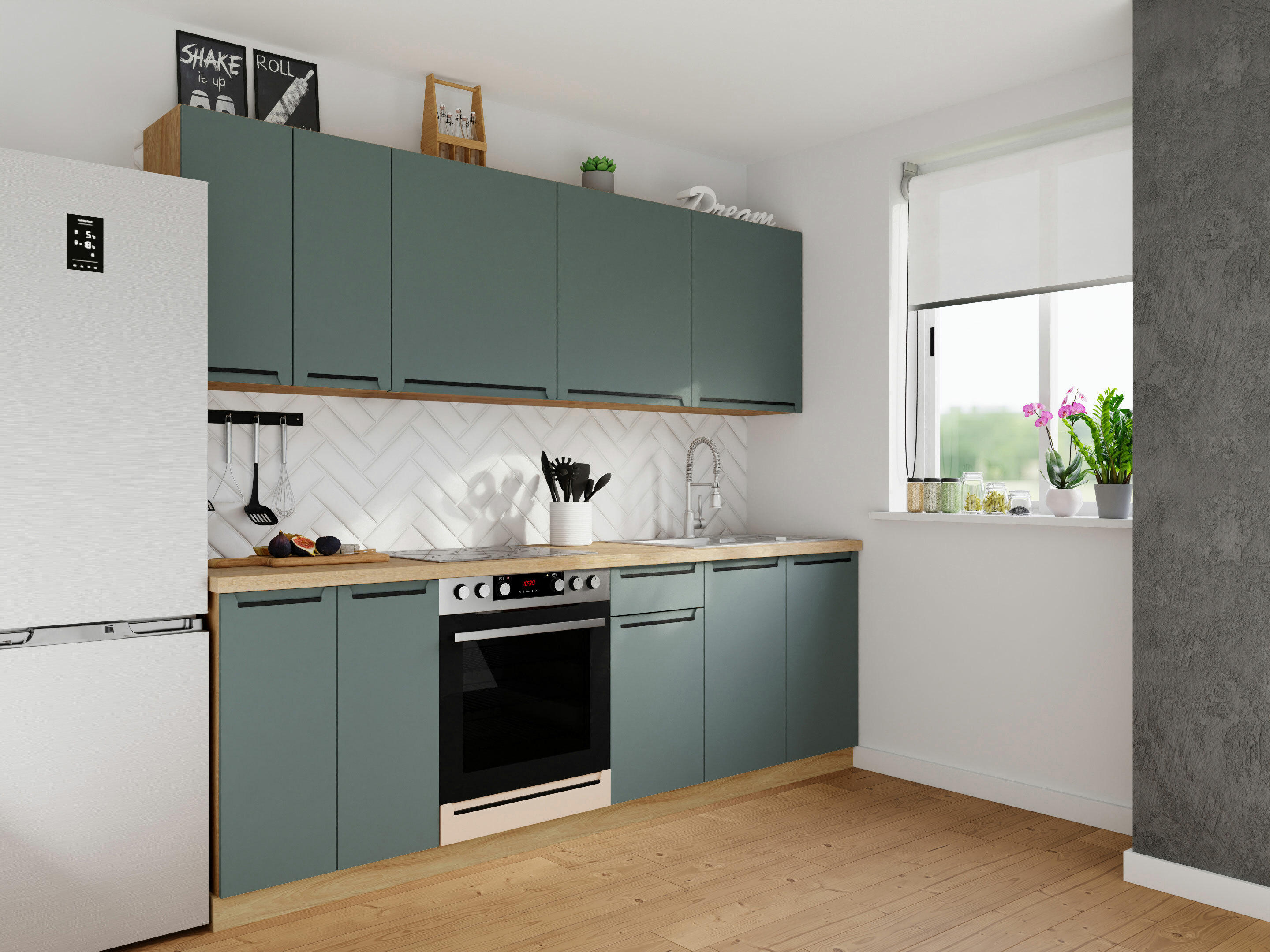 Moduláris fali szekrény edénytartóval Riso Green 155