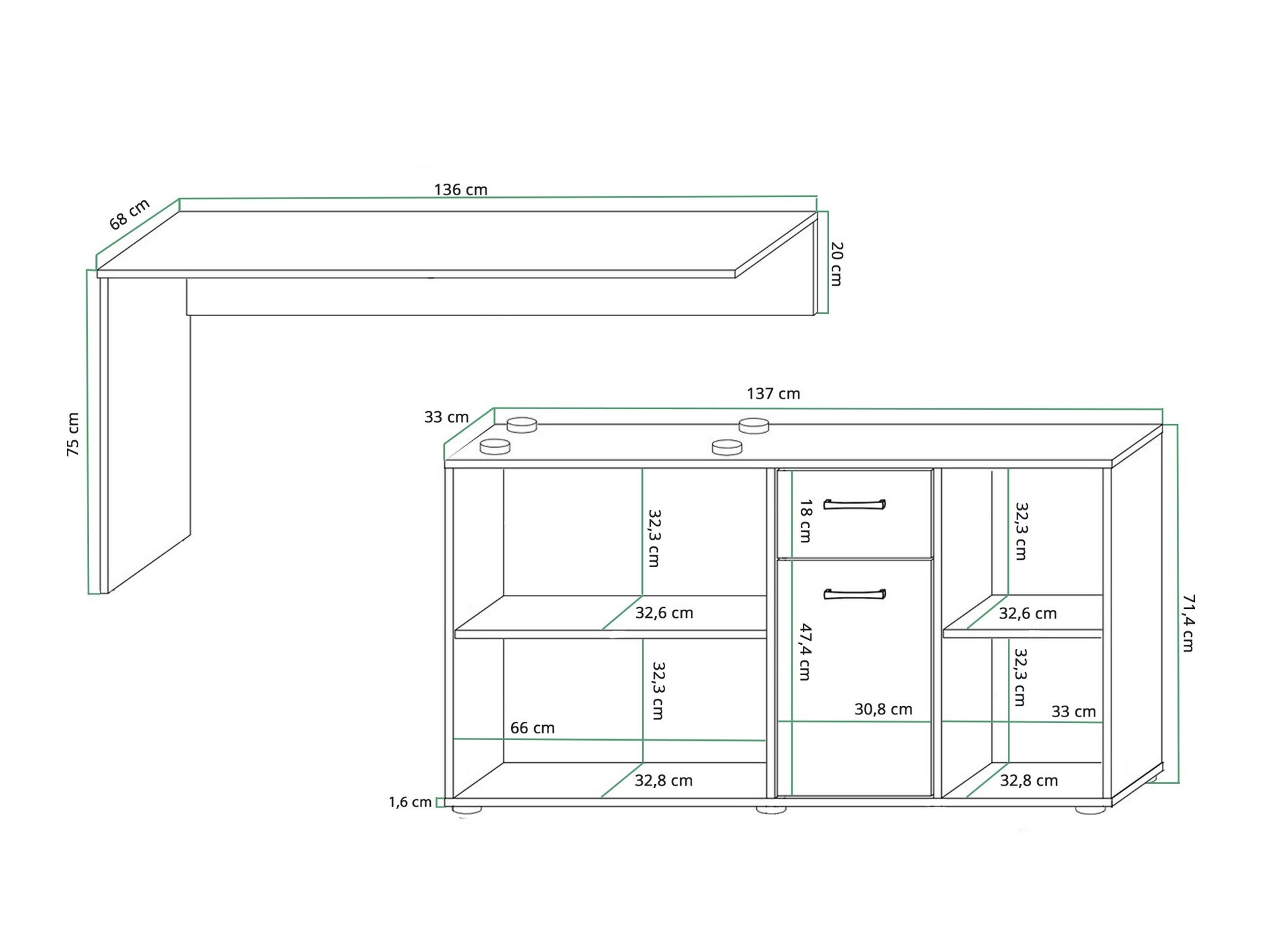 Sarok íróasztal SH10955