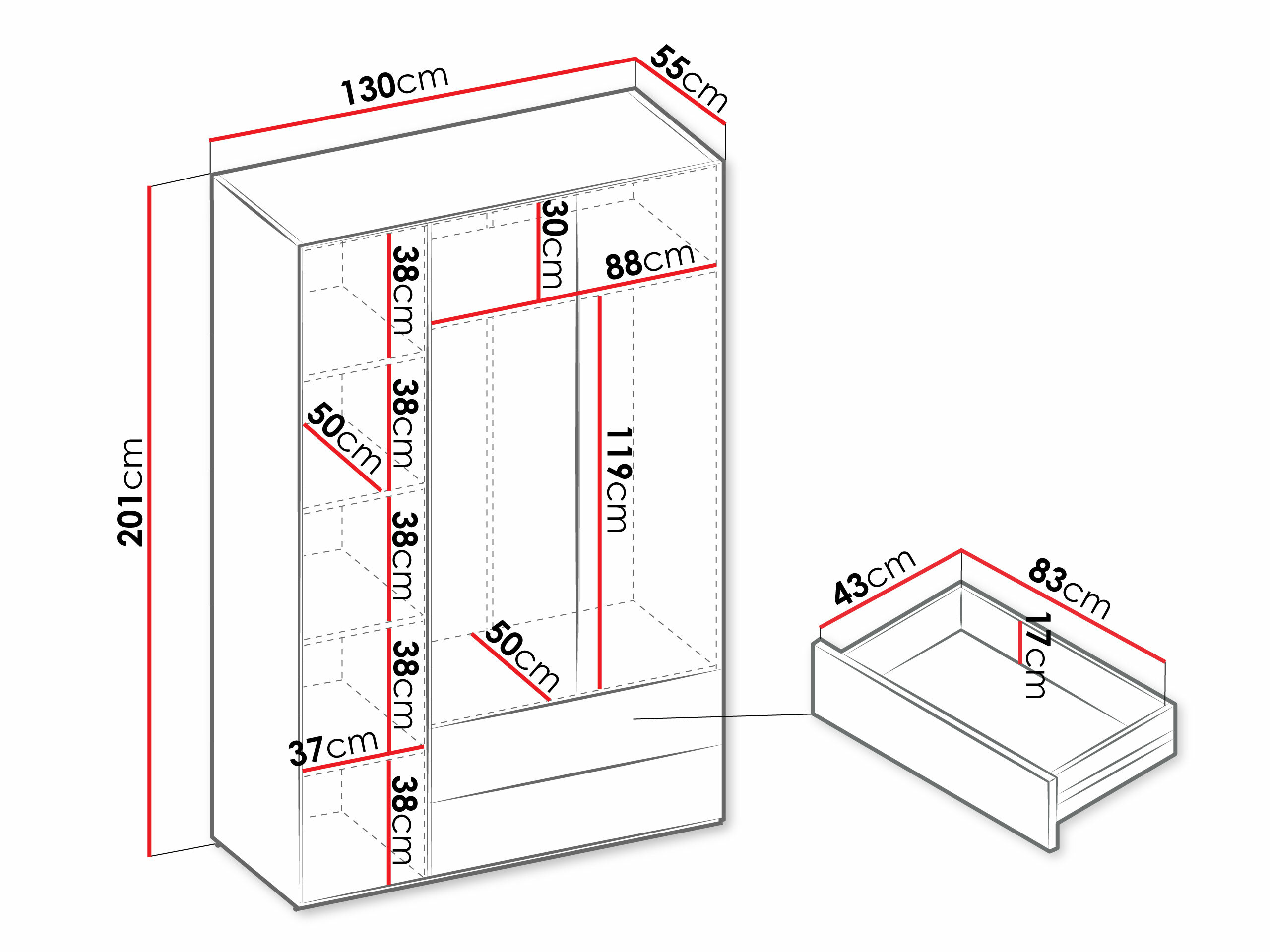 Gardróbszekrény Tivseva 100