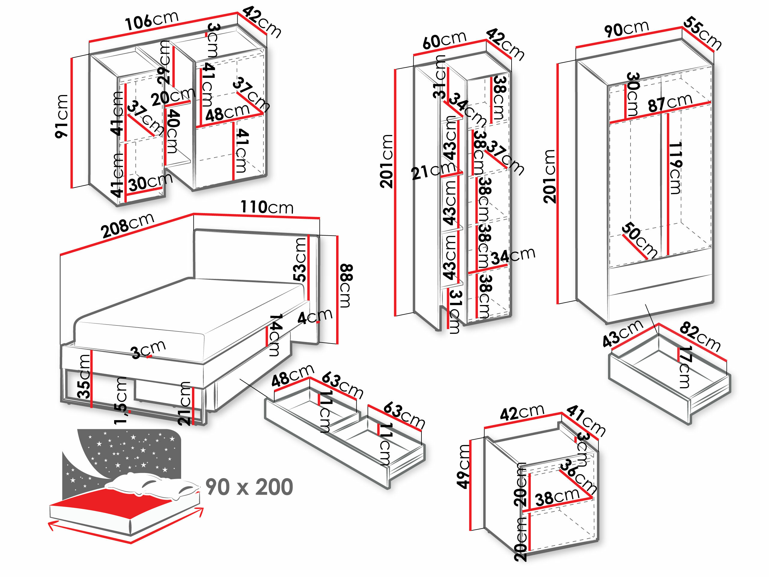 Hálószoba garnitúra Tivseva 114